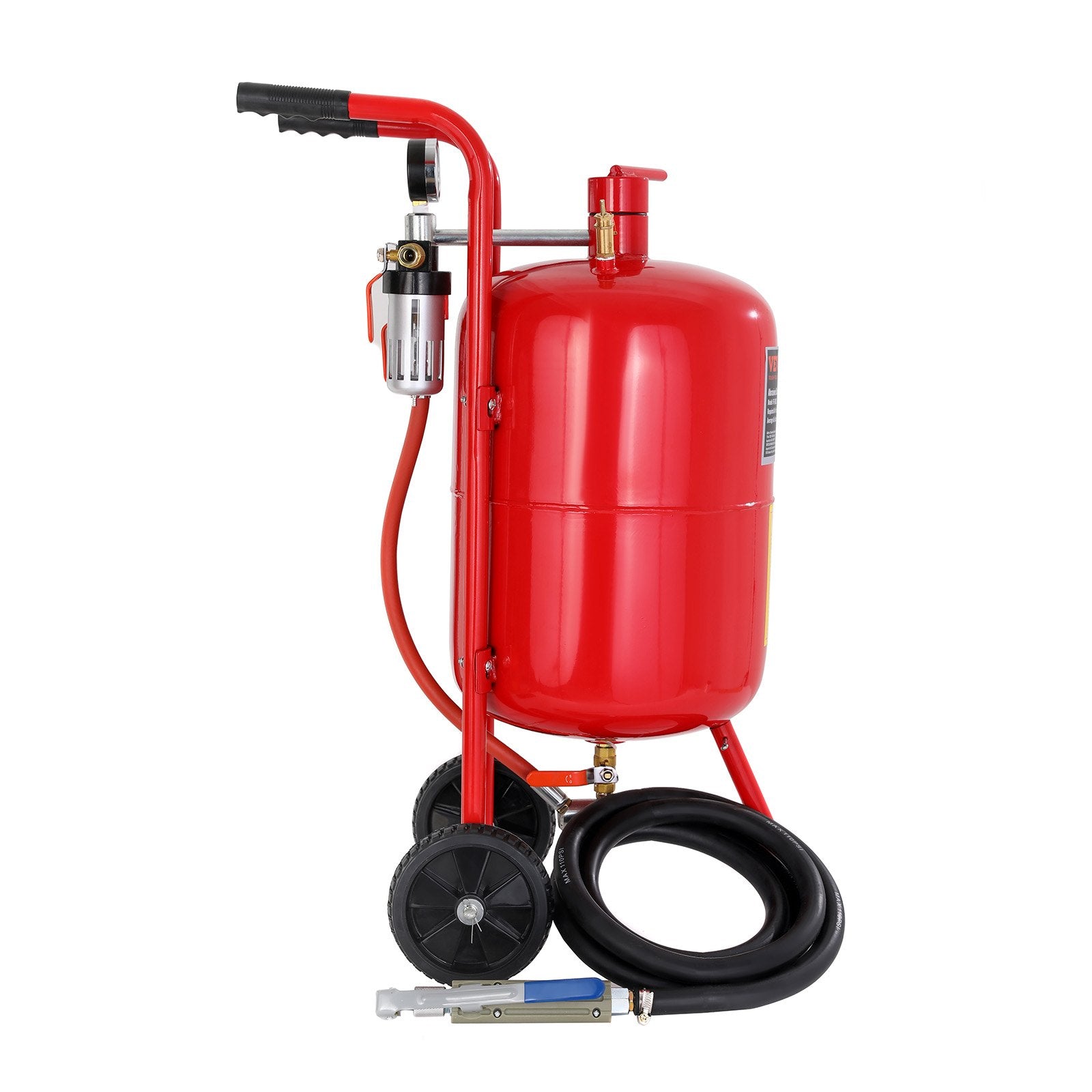 VEVOR 10Gal/40L Sandblaster Equipped w/Nozzle Shut-Off Valve Pressure Gauge Ceramic Nozzle Rubber Wheels Grit Power Sand Blasters Portable Sandblasting Equipment 10
