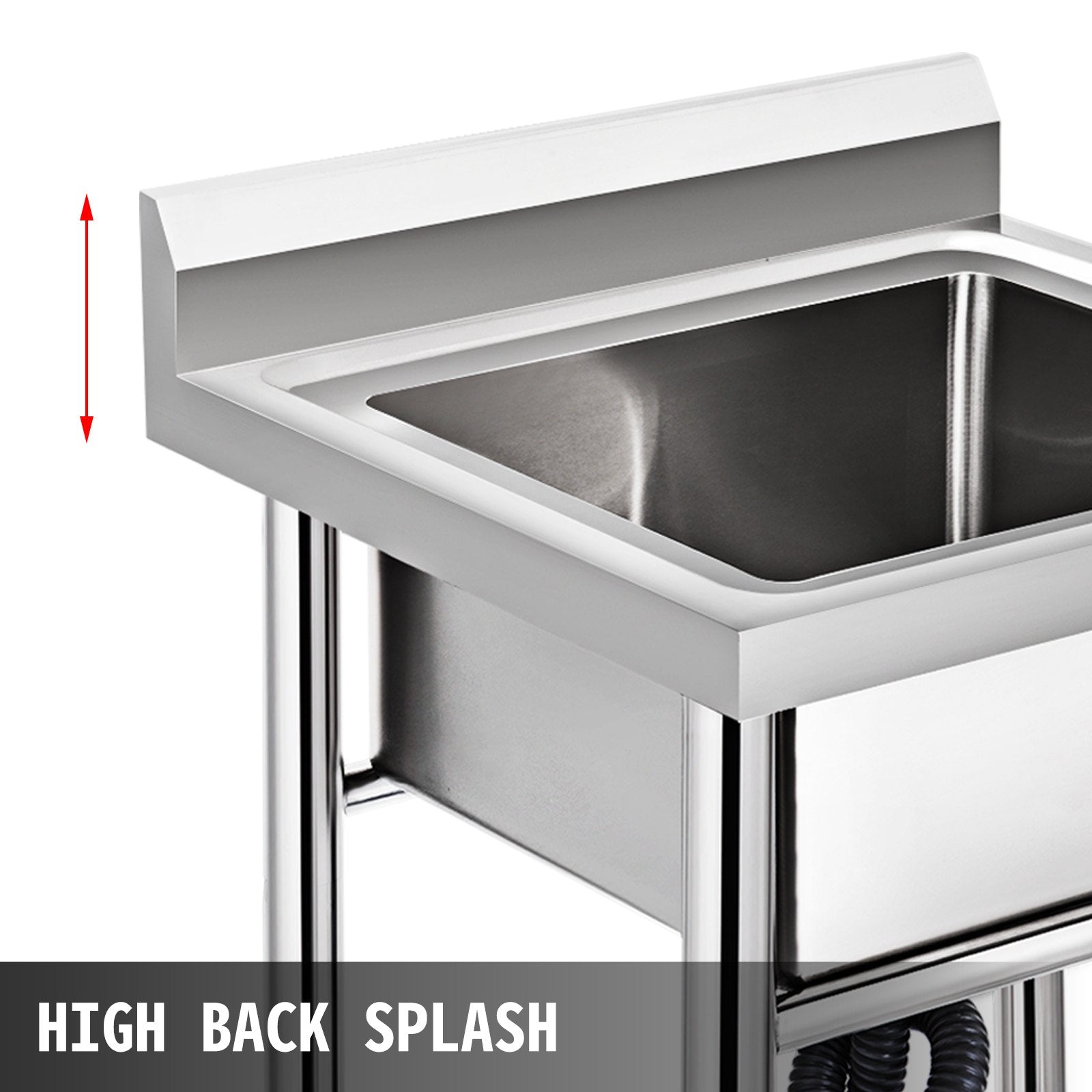 VEVOR Handmade Sink Non-magnetic Stainless Steel Kitchen Sink Hand Made 1 Compartment 44.4 x 41.9 x 25.4 cm Capacity Huge Tub Sink for Farmhouse Cafe Shop Hospital 4