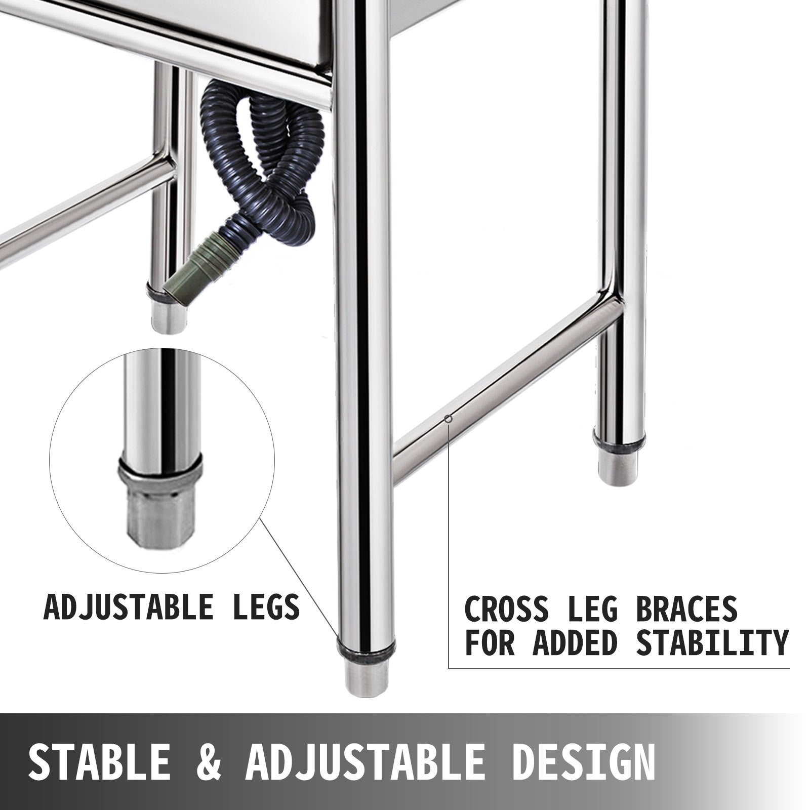 VEVOR Handmade Sink Non-magnetic Stainless Steel Kitchen Sink Hand Made 1 Compartment 44.4 x 41.9 x 25.4 cm Capacity Huge Tub Sink for Farmhouse Cafe Shop Hospital 5