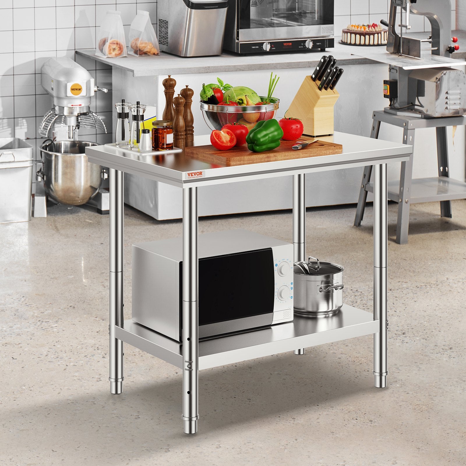 VEVOR 910x610mm Stainless Steel Kitchen Bench Commercial Work Food Prep Table 8