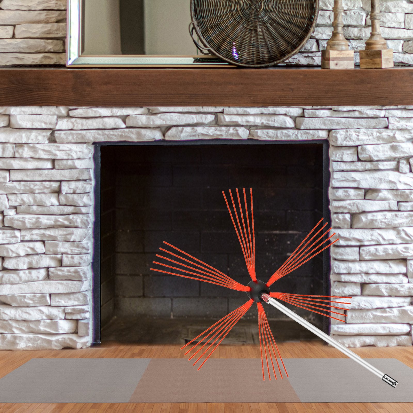 VEVOR Chimney Sweeping Brush Rotary Chimney Brush 315Inch Chimney Brush Rod Kit 8 Rods with Nylon Flexible Rods (8 Rods) 8