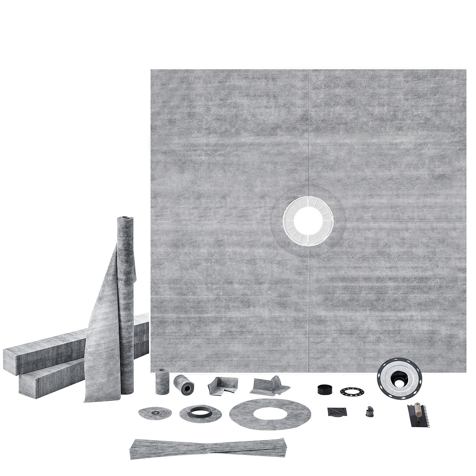 VEVOR Shower Curb Kit, 1828x1828mm, 72"x72" Shower Pan Kit with 50.8mm 9