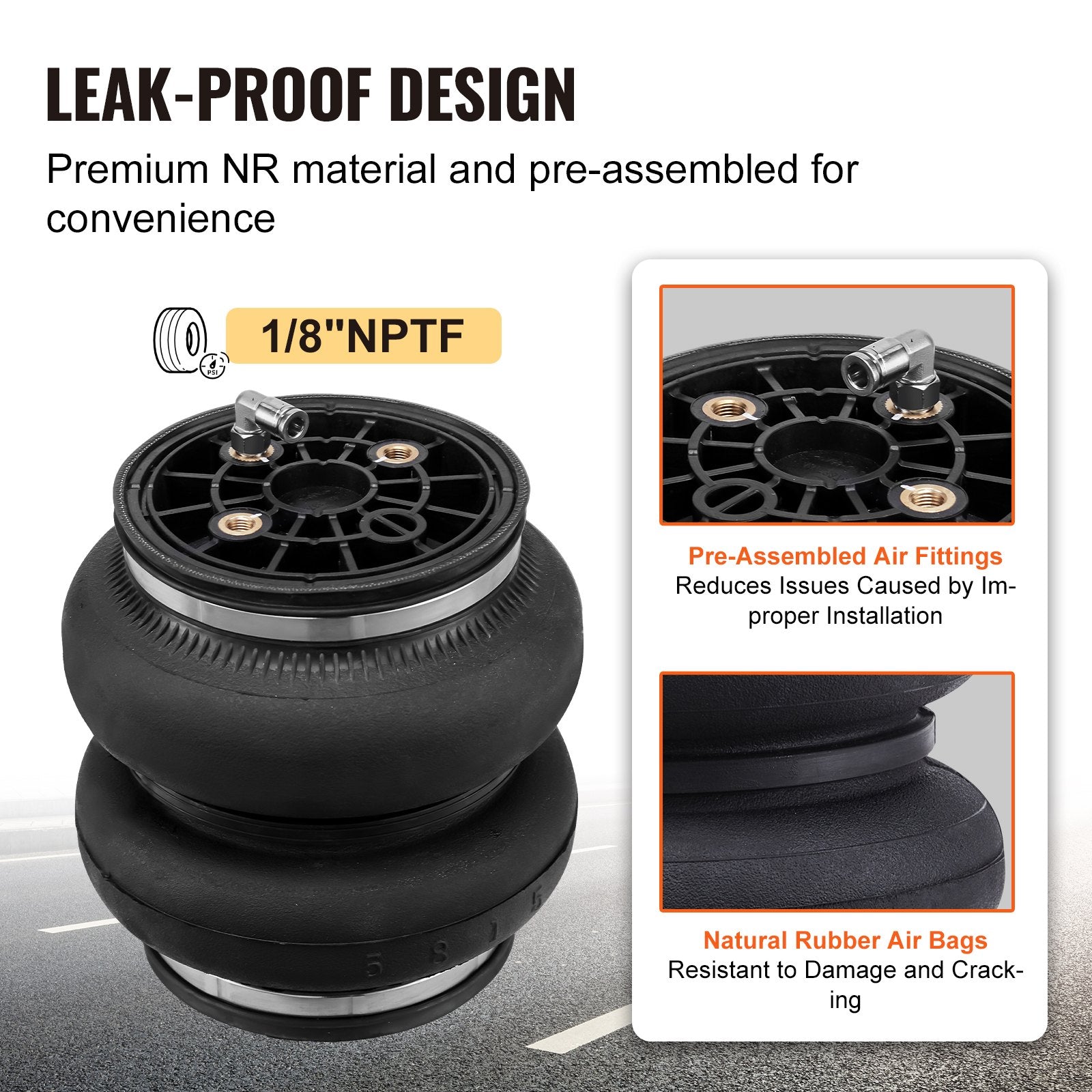 VEVOR Air Bag Suspension Kit, Air Springs Suspension Bag Kit Compatible with 2011-2019 Chevrolet Silverado 2500/3500HD and GMC Sierra 2500/3500HD 4WD RWD, 5000 lbs Loading, 5 to 100 PSI 4