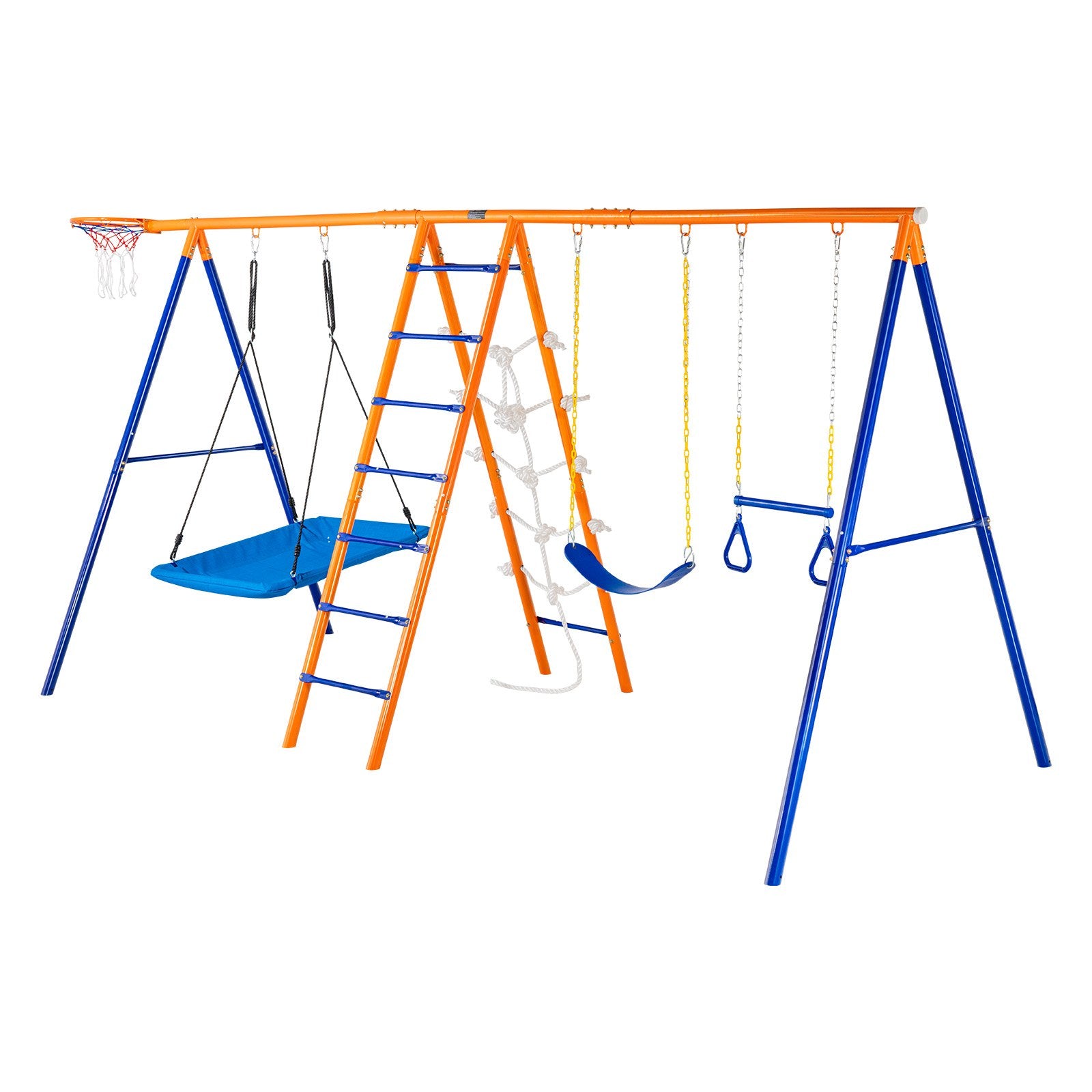 VEVOR Swing Sets for Backyard 6 in 1 Swing Set 440lbs Capacity Metal Swingset 8