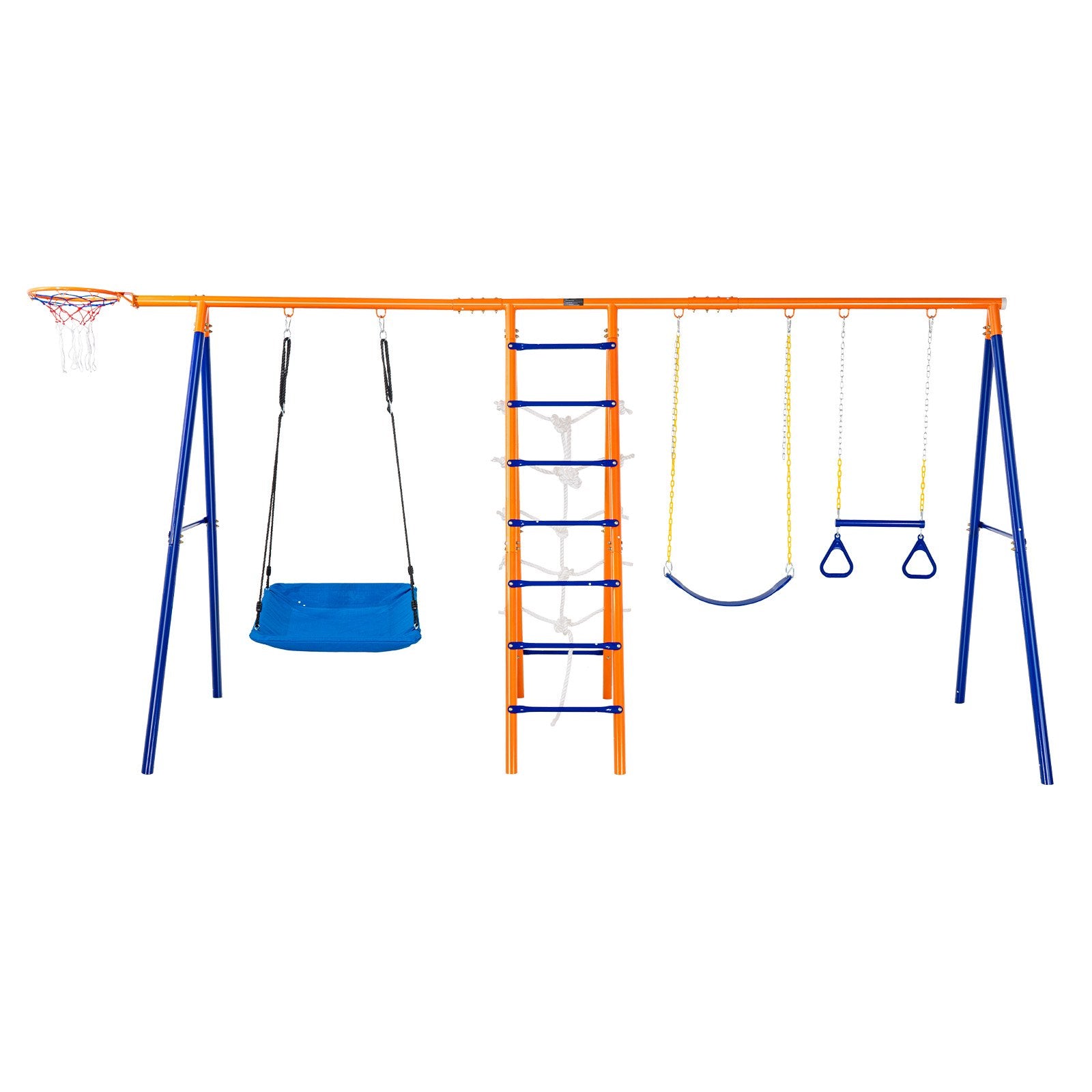 VEVOR Swing Sets for Backyard 6 in 1 Swing Set 440lbs Capacity Metal Swingset 9