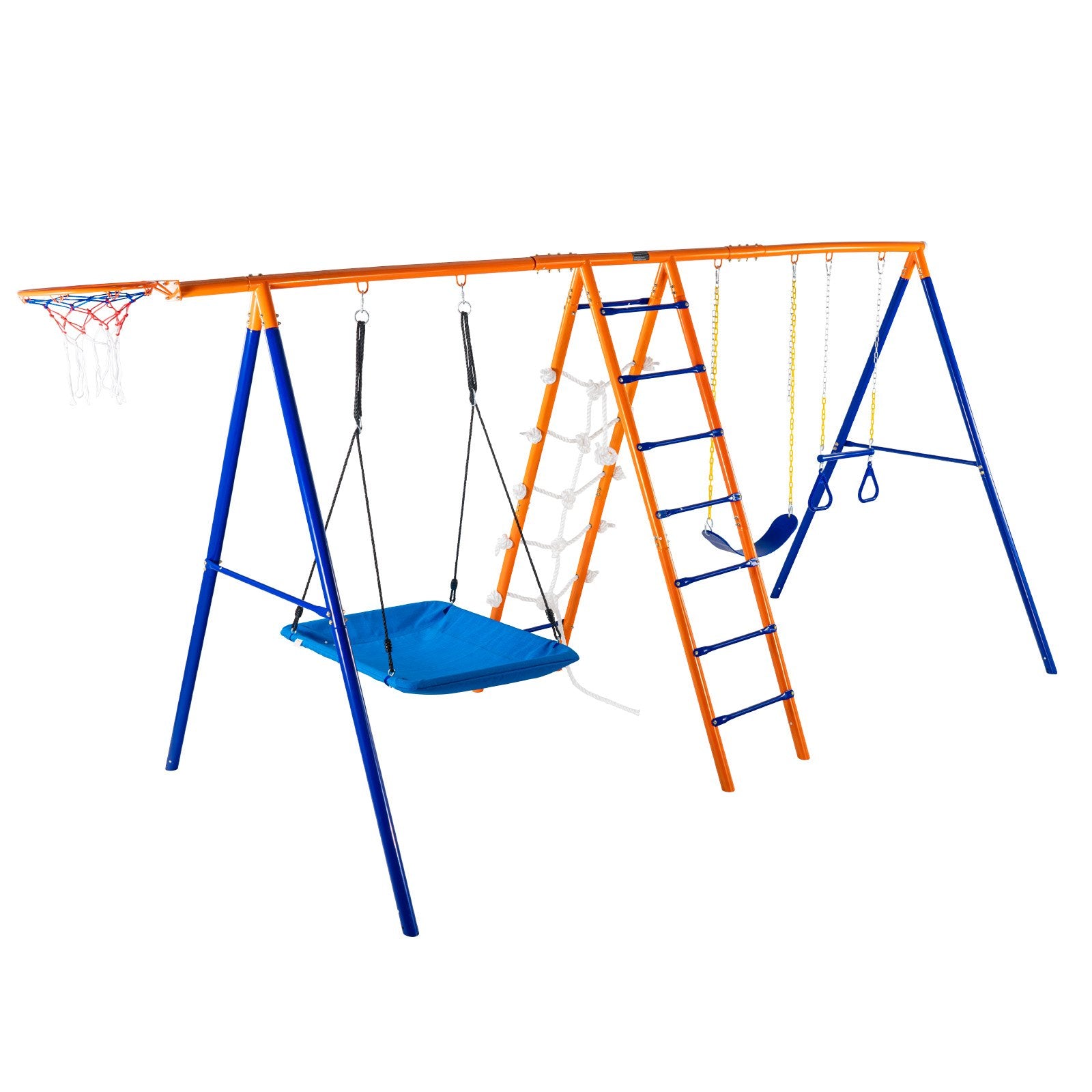 VEVOR Swing Sets for Backyard 6 in 1 Swing Set 440lbs Capacity Metal Swingset 10