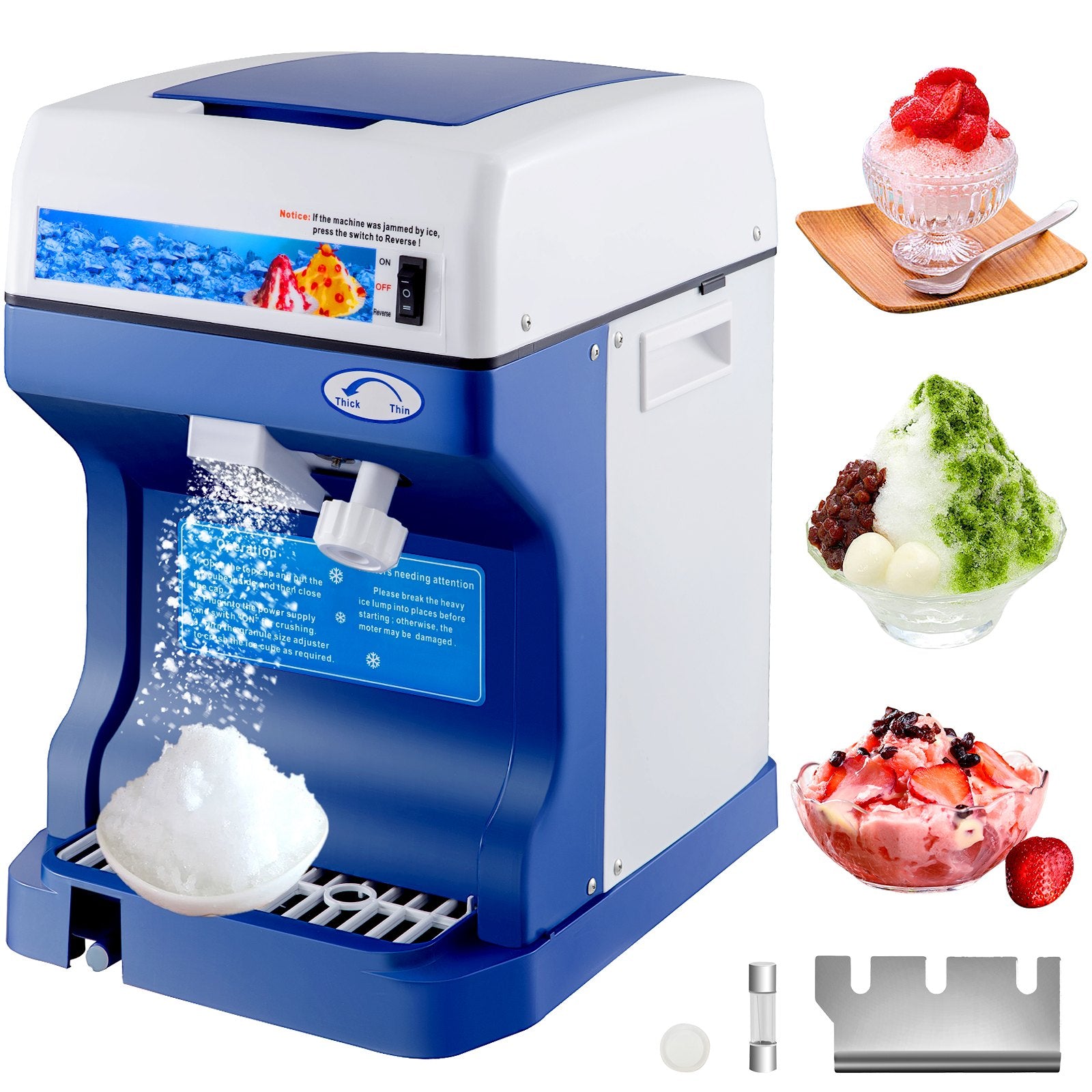 VEVOR Ice Shaver 265LBS/Hour Snow Cone Frozen Ice Shaving Slushie Dessert Maker Stainless Steel Food Grade for Kitchen Home Bars 7