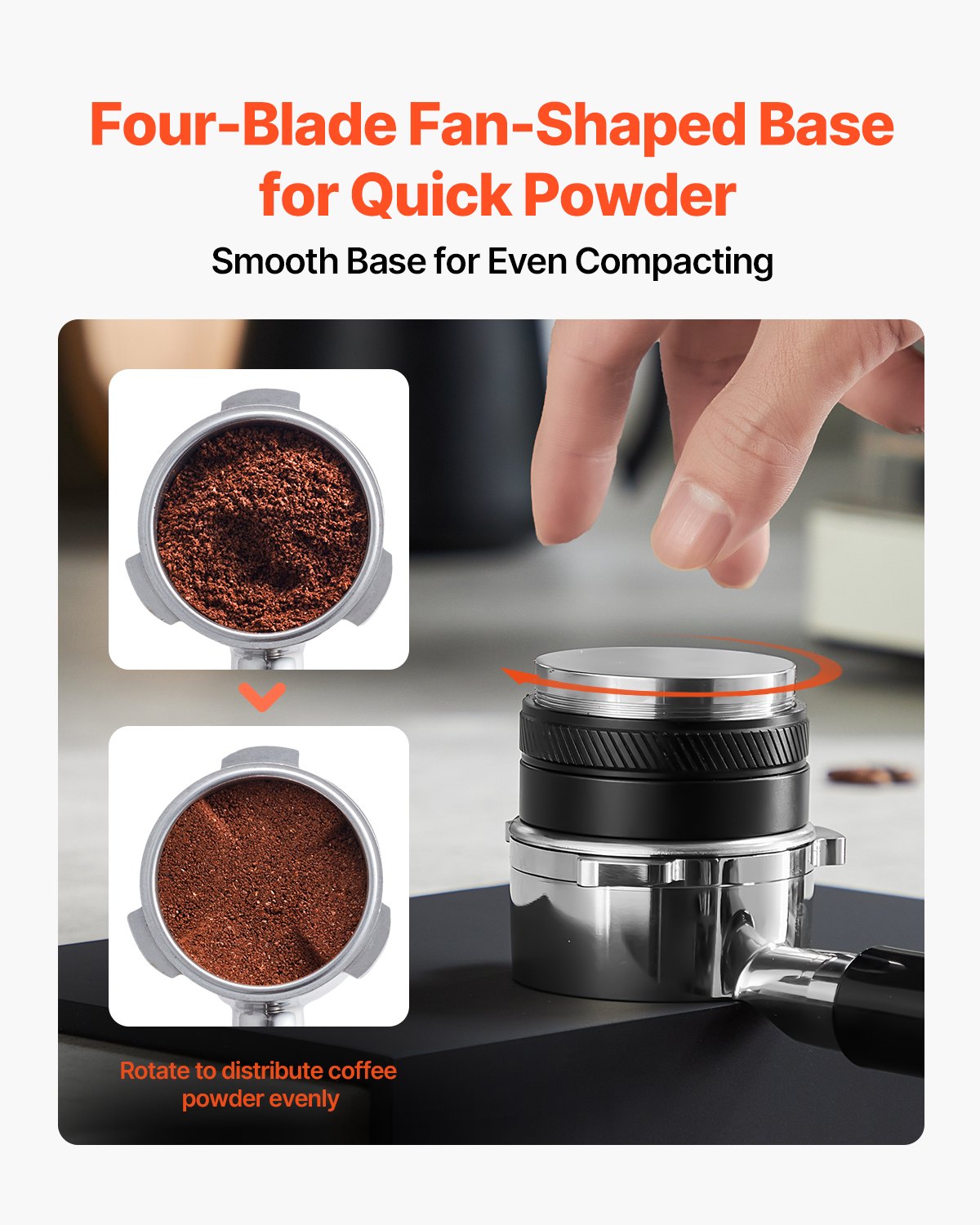 VEVOR 53mm Coffee Distributor 2-in-1 Adjustable Espresso Distributor for Home 4
