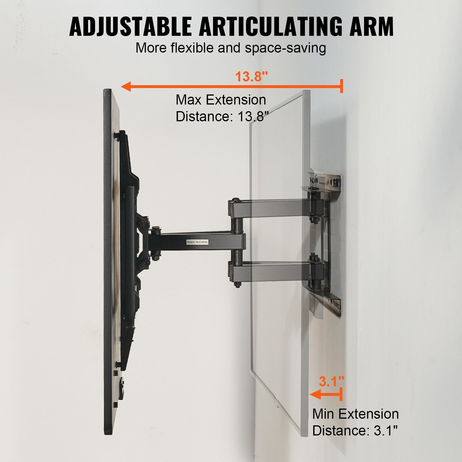 VEVOR Full Motion TV Mount Fits for Most 37-75 inch TVs, Swivel Tilt Horizontal Adjustment TV Wall Mount Bracket with 4 Articulating Arms, Max VESA 600x400mm, Holds up to 132 lbs 3