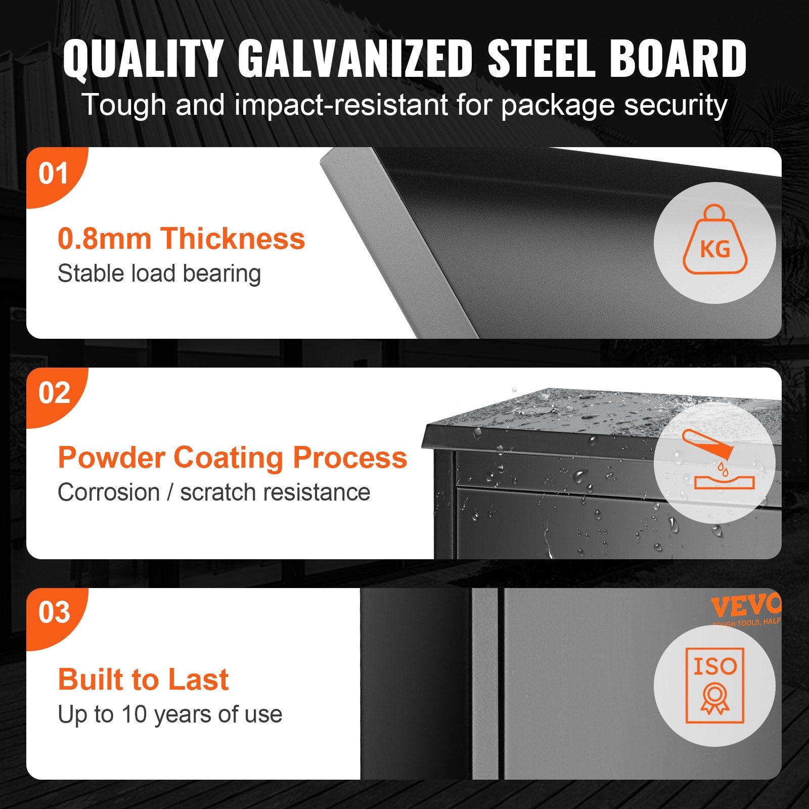 VEVOR Package Delivery Boxes for Outside 15.4" x 10.6" x 20.5" with Coded Lock 3