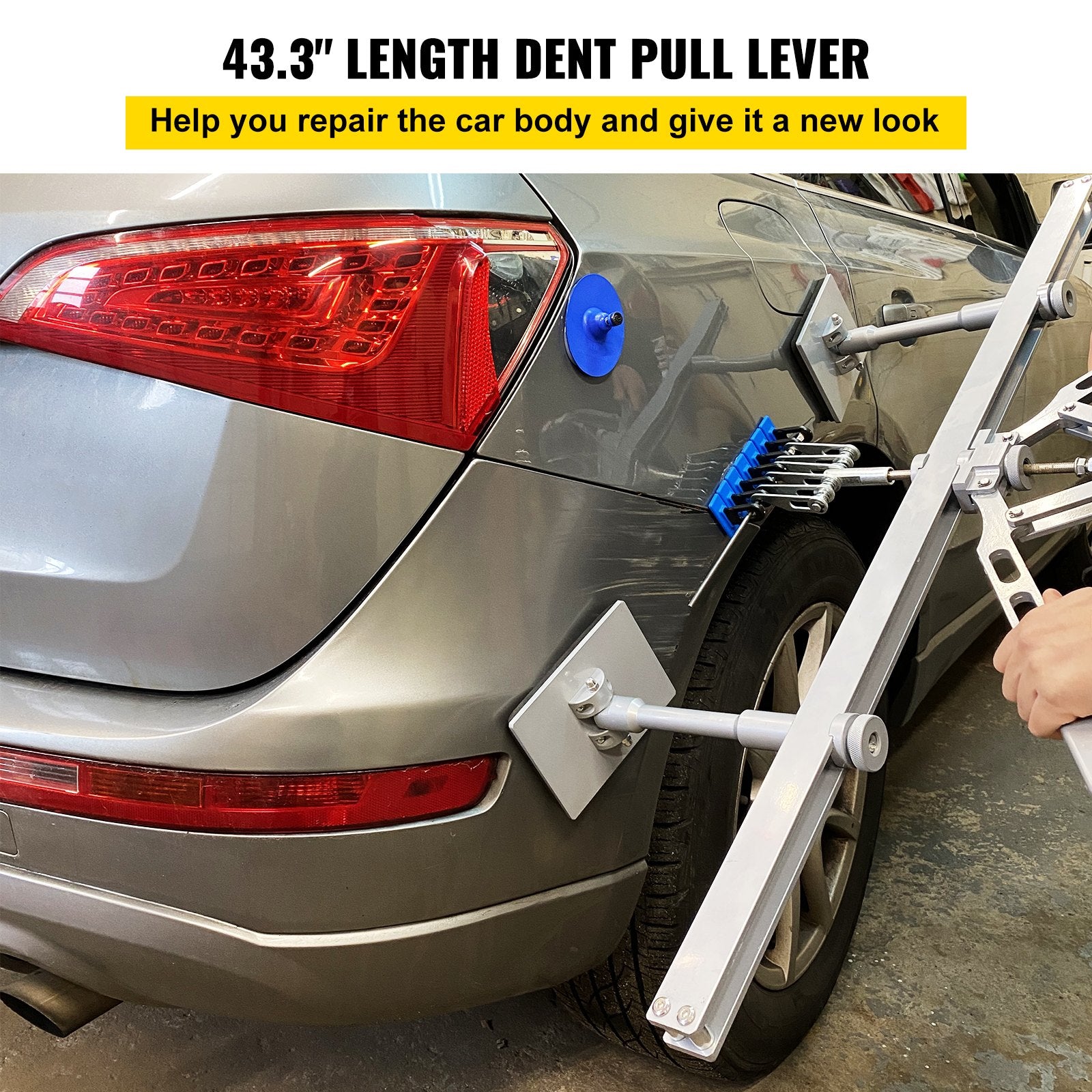 VEVOR Dent Pull Lever Bar Kit Fit for Both Aluminum and Steel Dent Pulling (43INCH/1100MM)