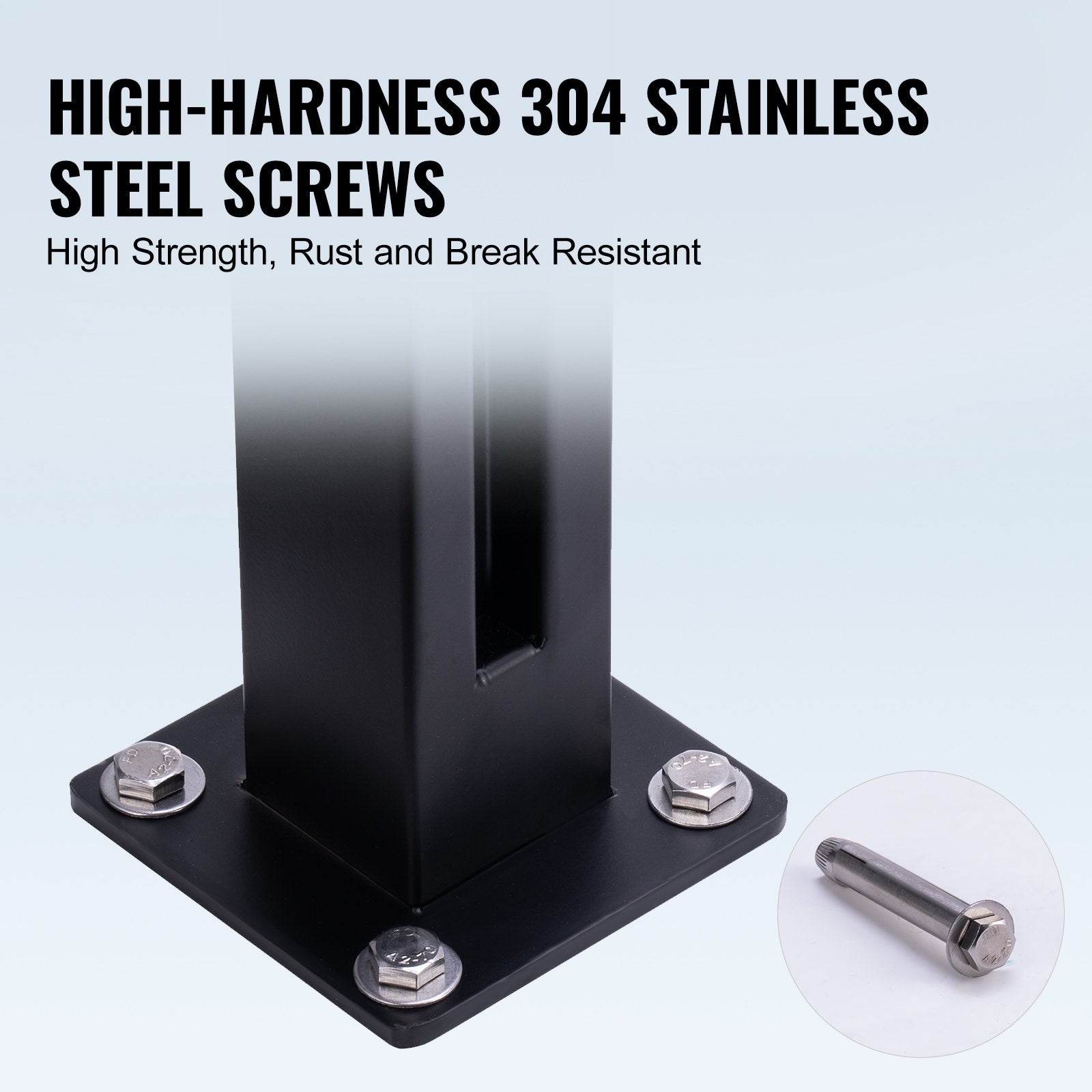 VEVOR Glass Clamp, 41.34" Height Glass Railing Bracket for 0.39 "-0.47 " Thickness Tempered Glass, 304 Stainless Steel Glass Mounting Clamp, Glass Shelf Bracket for Balcony, Garden, Deck, Stair, Black 6