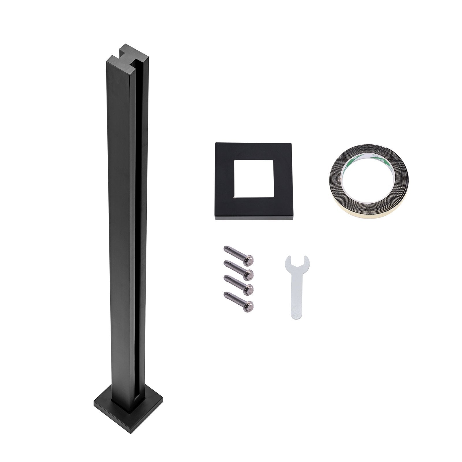 VEVOR Glass Clamp, 41.34" Height Glass Railing Bracket for 0.39 "-0.47 " Thickness Tempered Glass, 304 Stainless Steel Glass Mounting Clamp, Glass Shelf Bracket for Balcony, Garden, Deck, Stair, Black 9