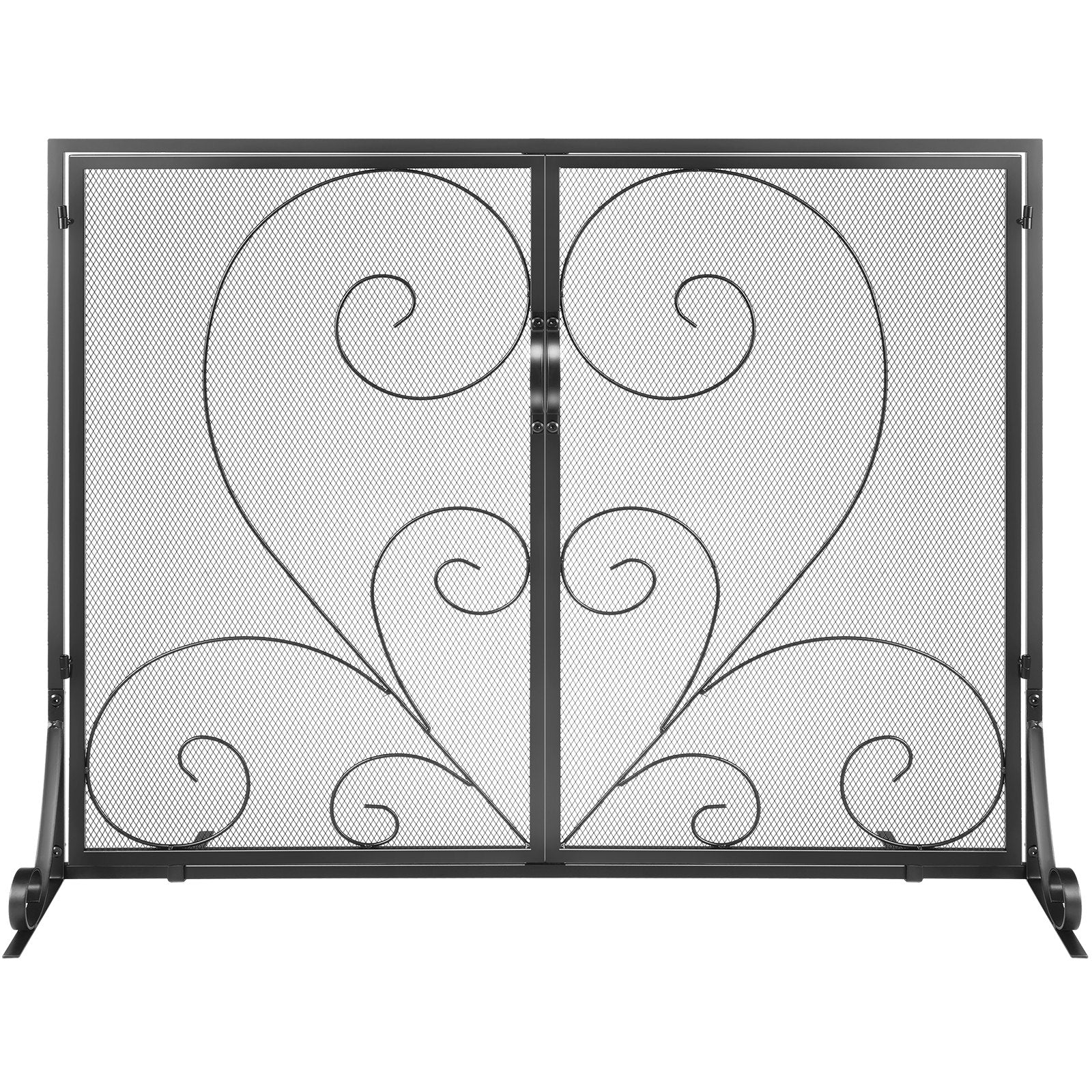 VEVOR 990x802MM Fireplace Screen 2-Panel Iron Mesh Spark Guard Vintage Black 11