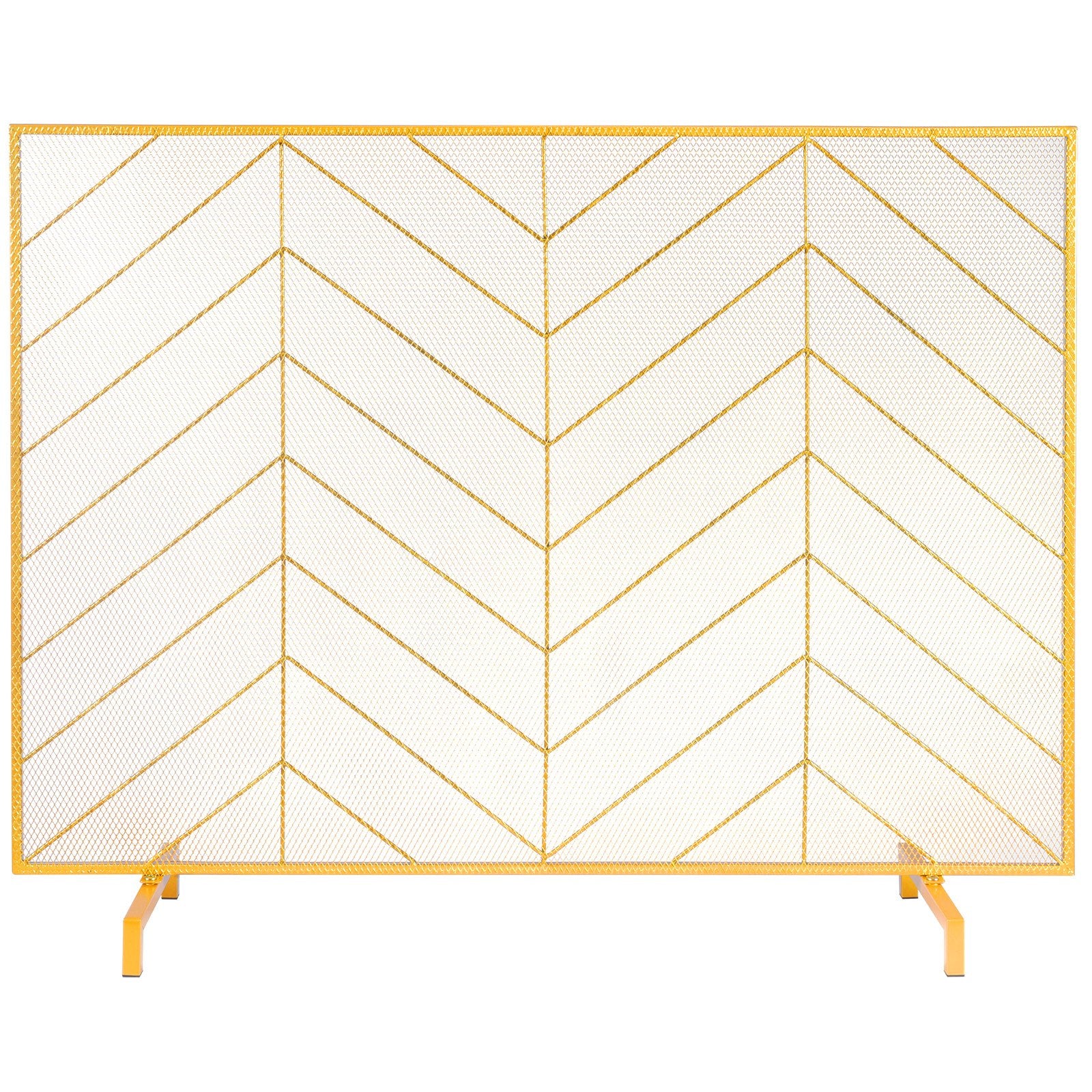 VEVOR 980x758MM Fireplace Screen 1-Panel Iron Mesh Spark Guard Modern Gold 11