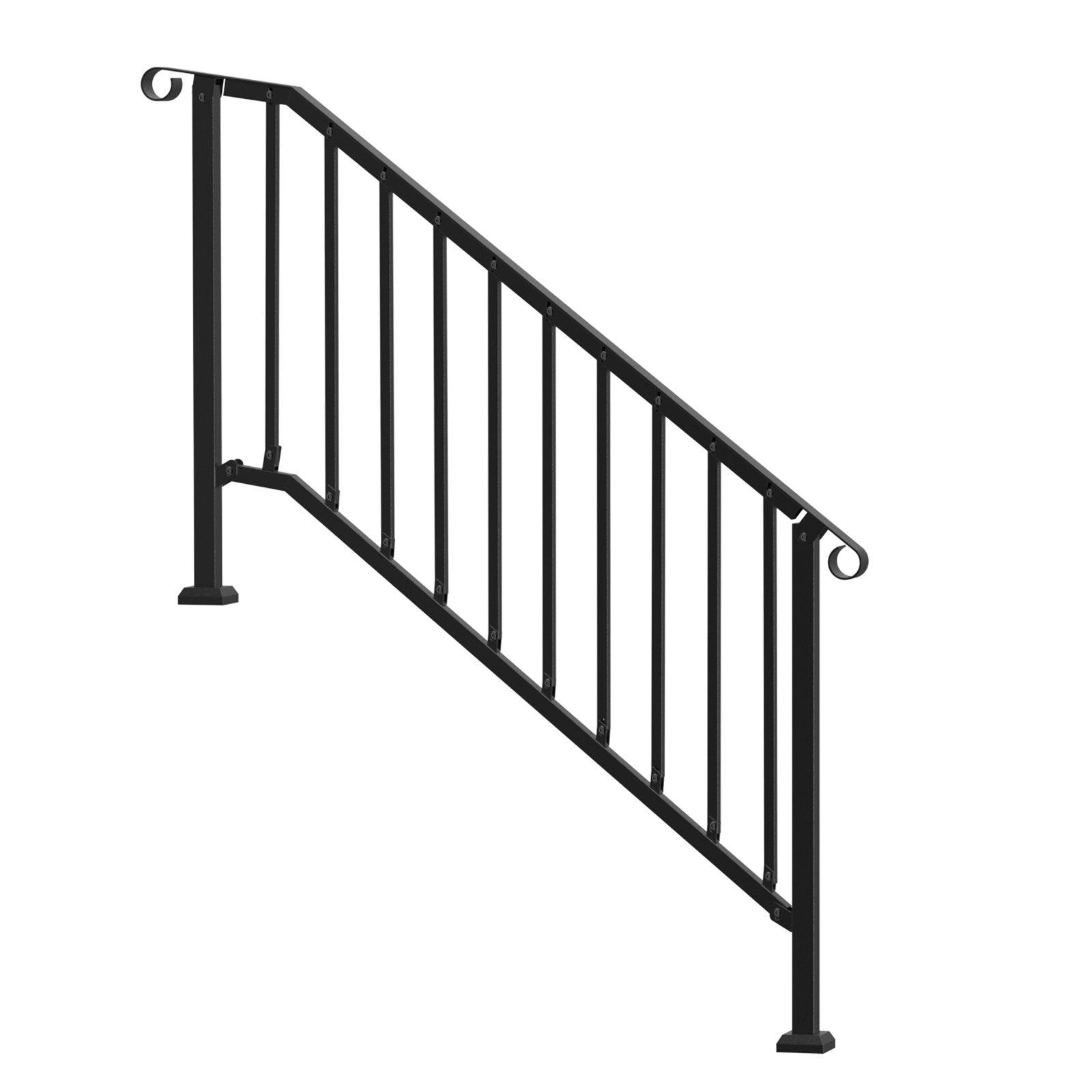 VEVOR Handrails for Outdoor Steps, 5 Step Stair Hand Rail Kit, Transitional Carbon Steel Railings with Installation Kit, Stair Rails for Seniors, Concrete Steps & Porch & Deck, Black Retro Arch 9