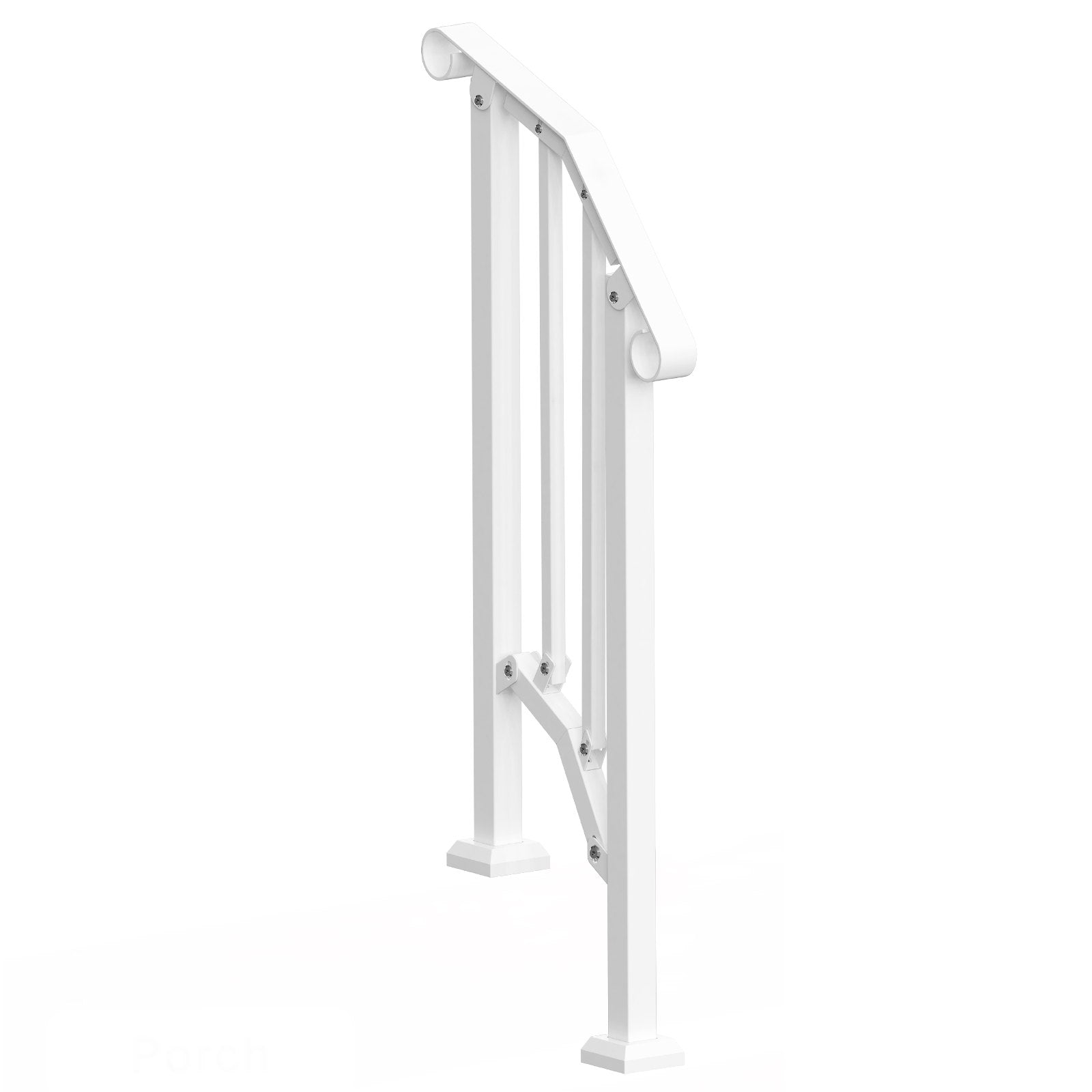 VEVOR Handrails for Outdoor Steps, 1-2 Step Stair Hand Rail Kit, Transitional Carbon Steel Railings with Installation Kit, Stair Rails for Seniors, Concrete Steps & Porch & Deck, White Retro Arch 11