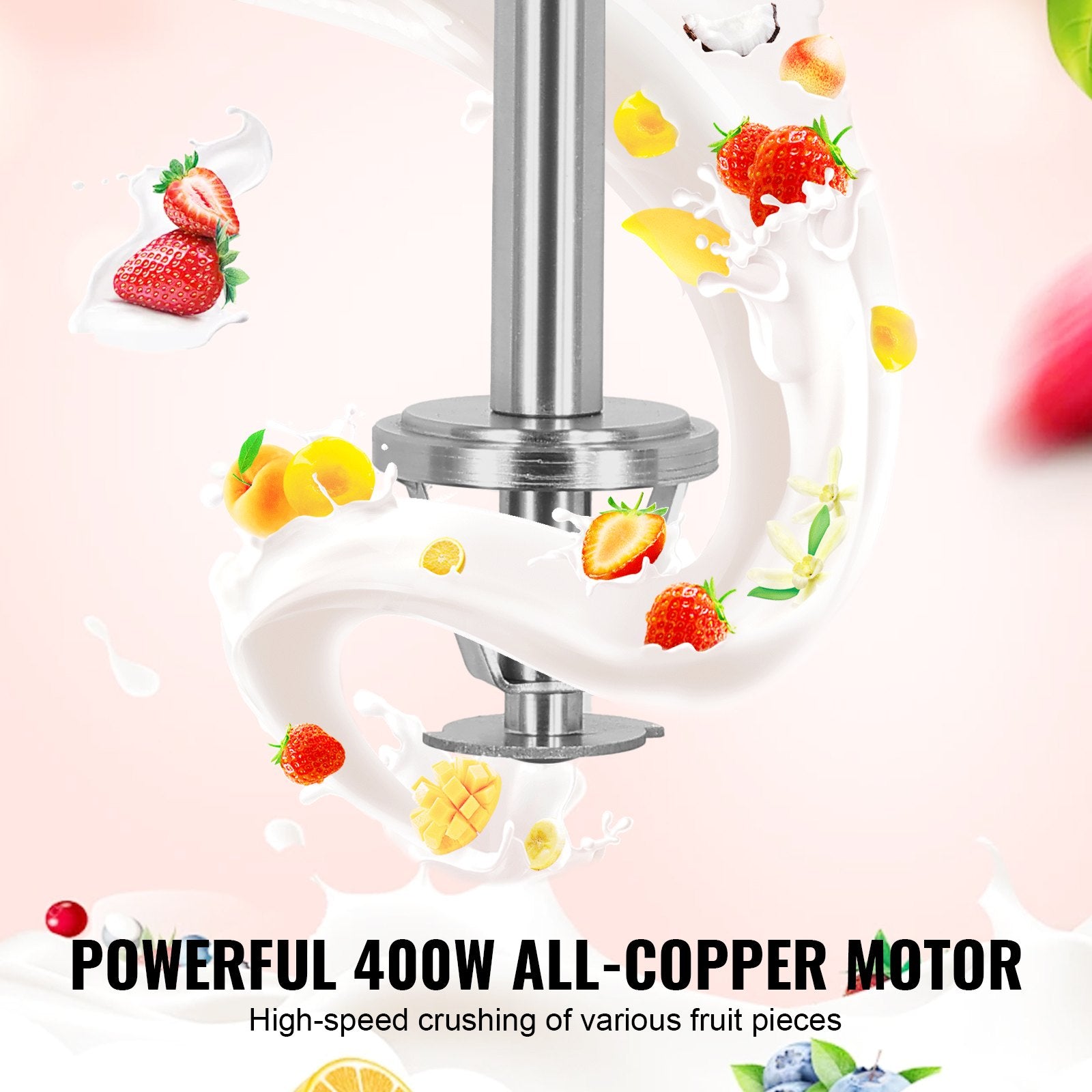 VEVOR Ice Cream Blender, 400W High-Speed Ice Cream Maker Mixer Stir Machine 4200RPM, Stepless Speed Adjustment, 304 Stainless Steel Ice Cream Shaker, 3 Hand Cups, Make Various Flavors of Ice Cream 3