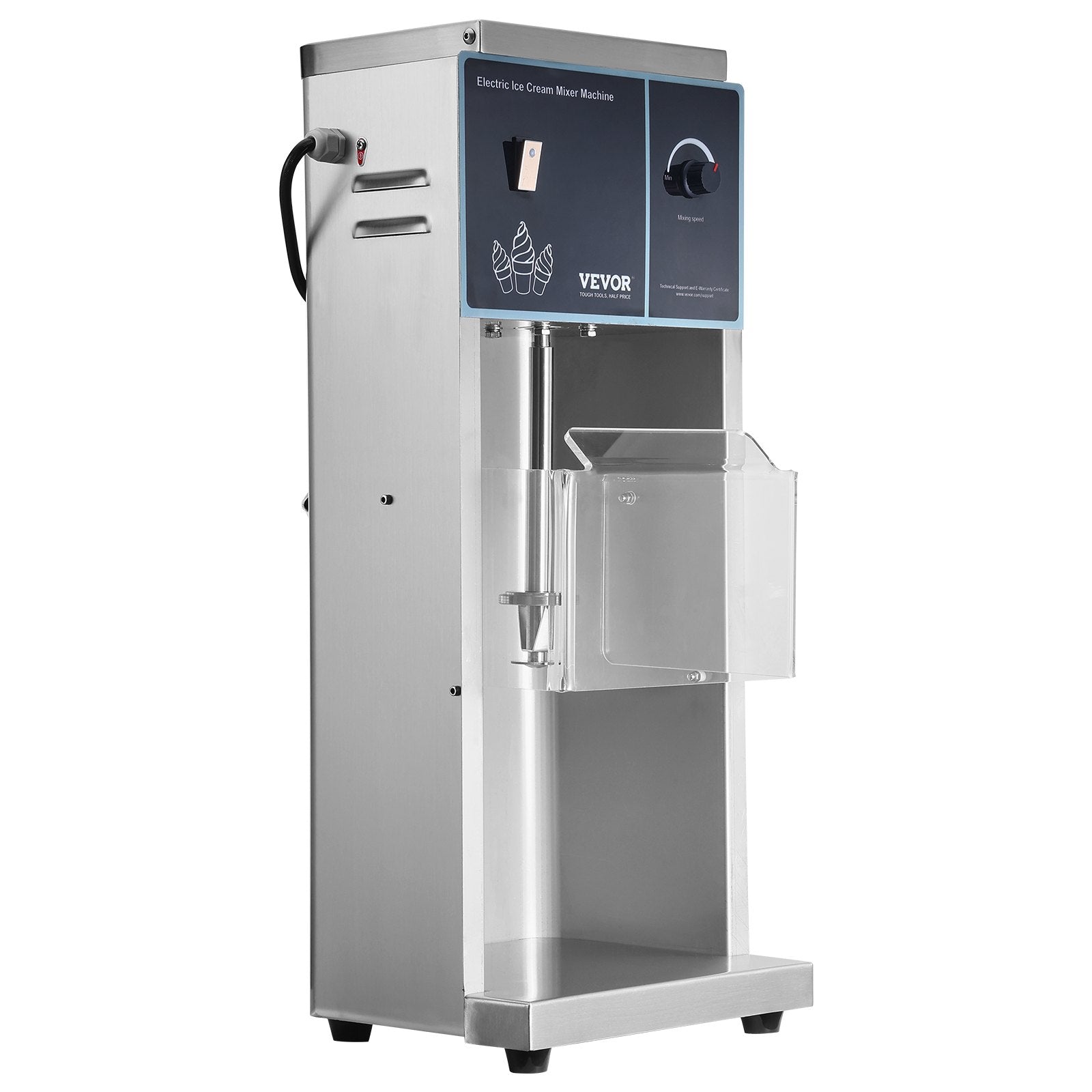 VEVOR Ice Cream Blender, 400W High-Speed Ice Cream Maker Mixer Stir Machine 4200RPM, Stepless Speed Adjustment, 304 Stainless Steel Ice Cream Shaker, 3 Hand Cups, Make Various Flavors of Ice Cream 11