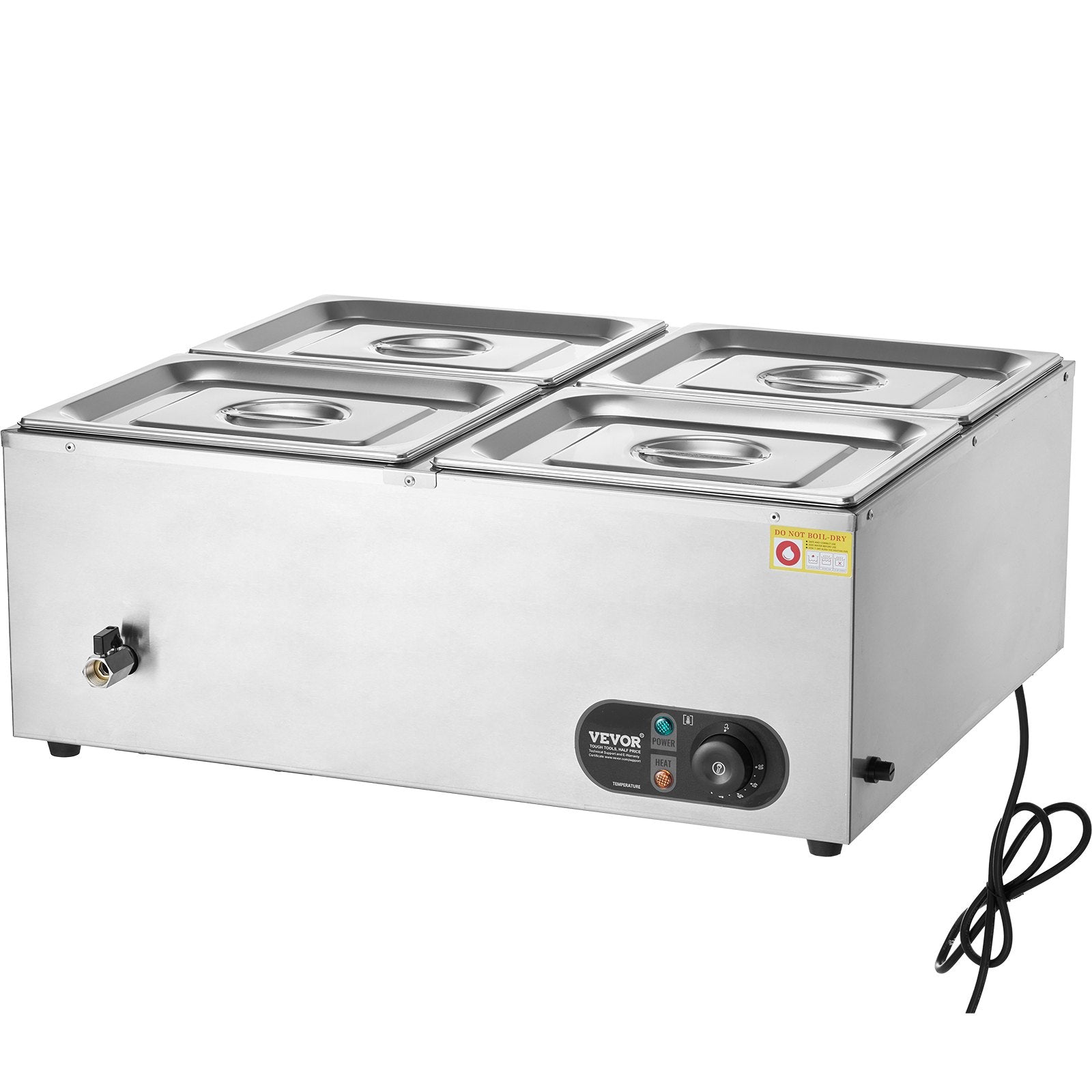 VEVOR Commercial Electric Food Warmer Countertop Buffet 4*12 Qt Pan Bain Marie 8