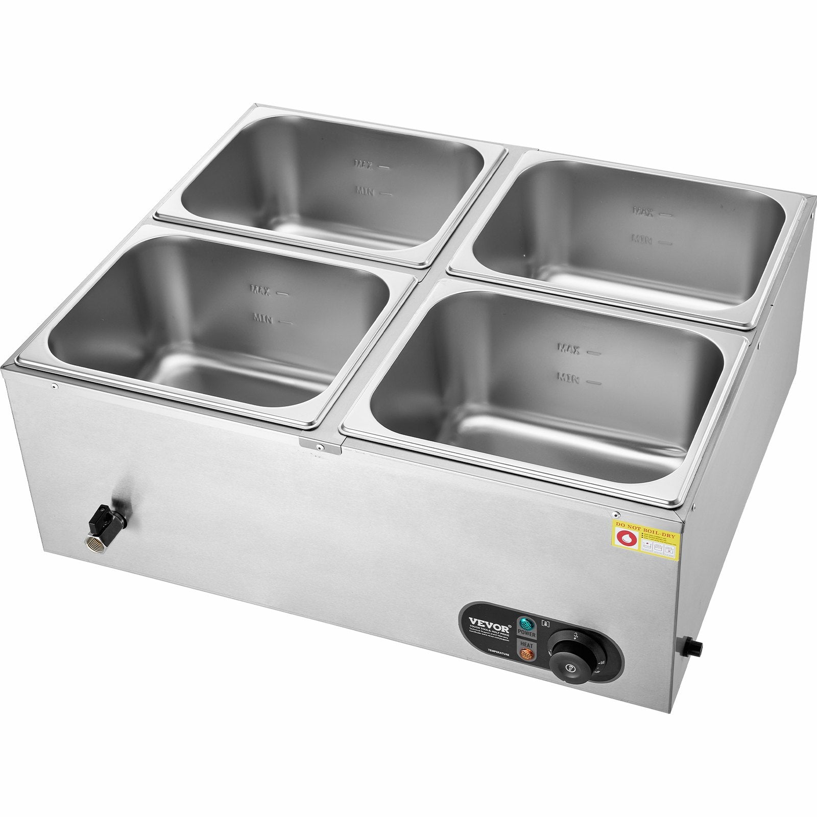 VEVOR Commercial Electric Food Warmer Countertop Buffet 4*12 Qt Pan Bain Marie 10