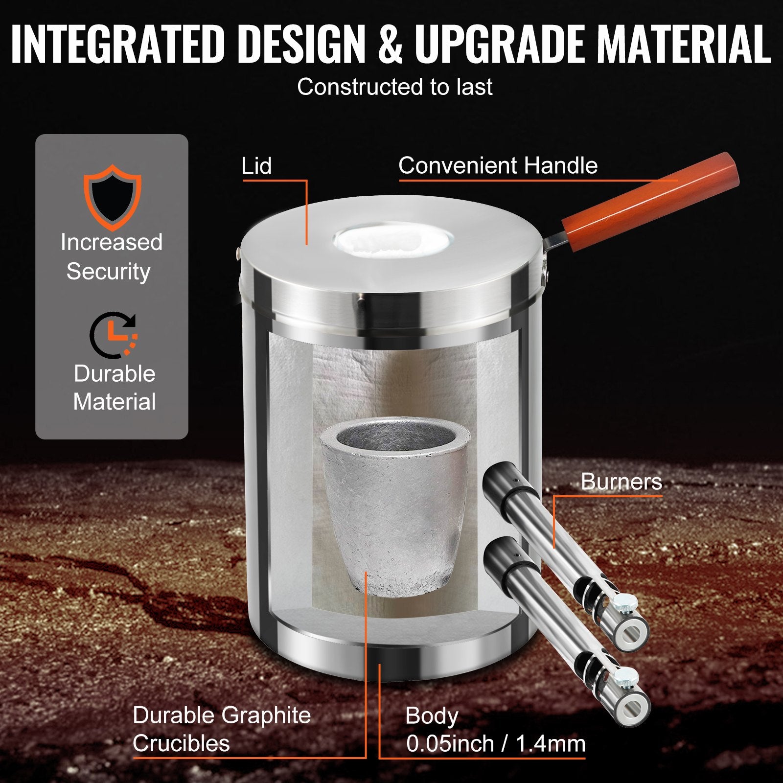 VEVOR 12KG Propane Smelting Furnace Kit Melting Furnace Double Burners 2700℉ 5