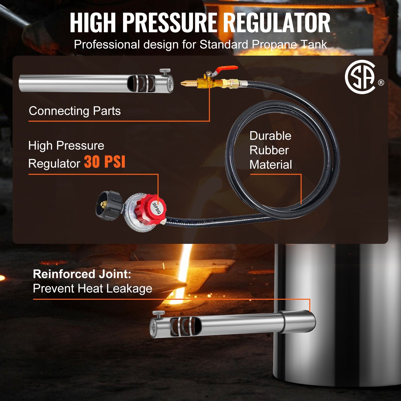 VEVOR 6KG Propane Melting Furnace Kit Melting Furnace Stainless Steel 2700℉ 5