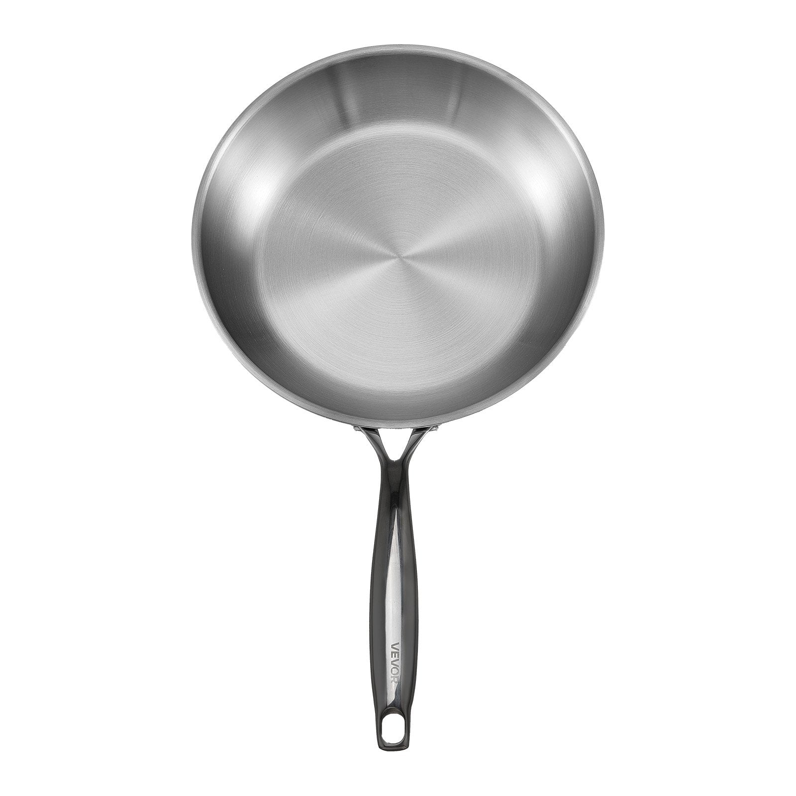 VEVOR Tri-Ply Stainless Steel Frying Pan, 3 Piece (240, 280, 320 mm), Cooking Skillet with Heat-Resistant Handle, Chef's Kitchen Cookware, Oven, Gas, Electric, Induction, Dishwasher Compatible, Silver 10