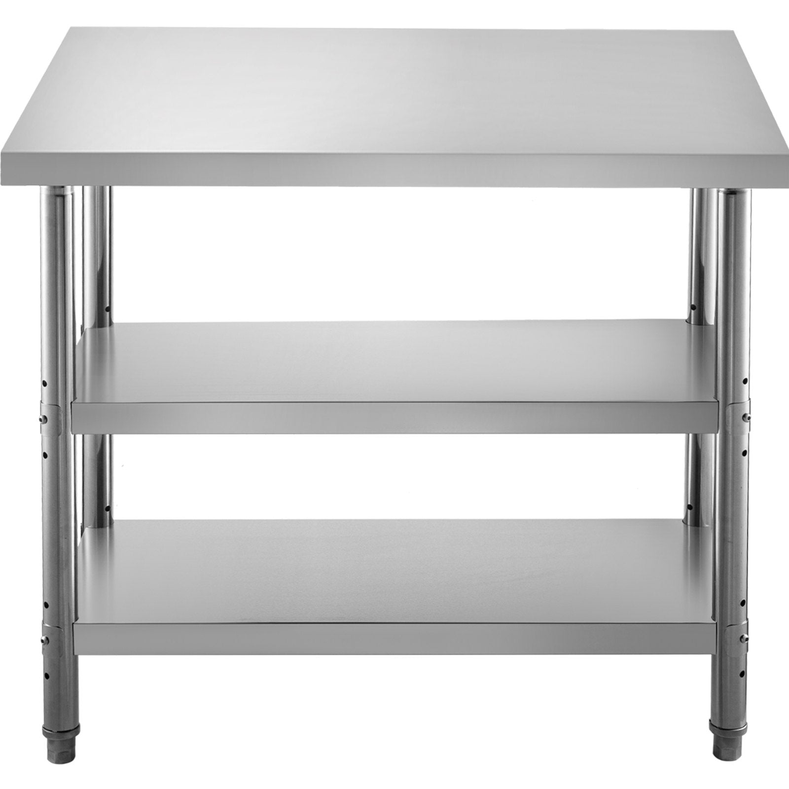 VEVOR Stainless Steel Prep Table, 1520x450x855 mm Commercial Stainless Steel Table, 2 Adjustable Undershelf BBQ Prep Table, Heavy Duty Kitchen Work Table, for Garage, Home, Warehouse, Kitchen Silver 10
