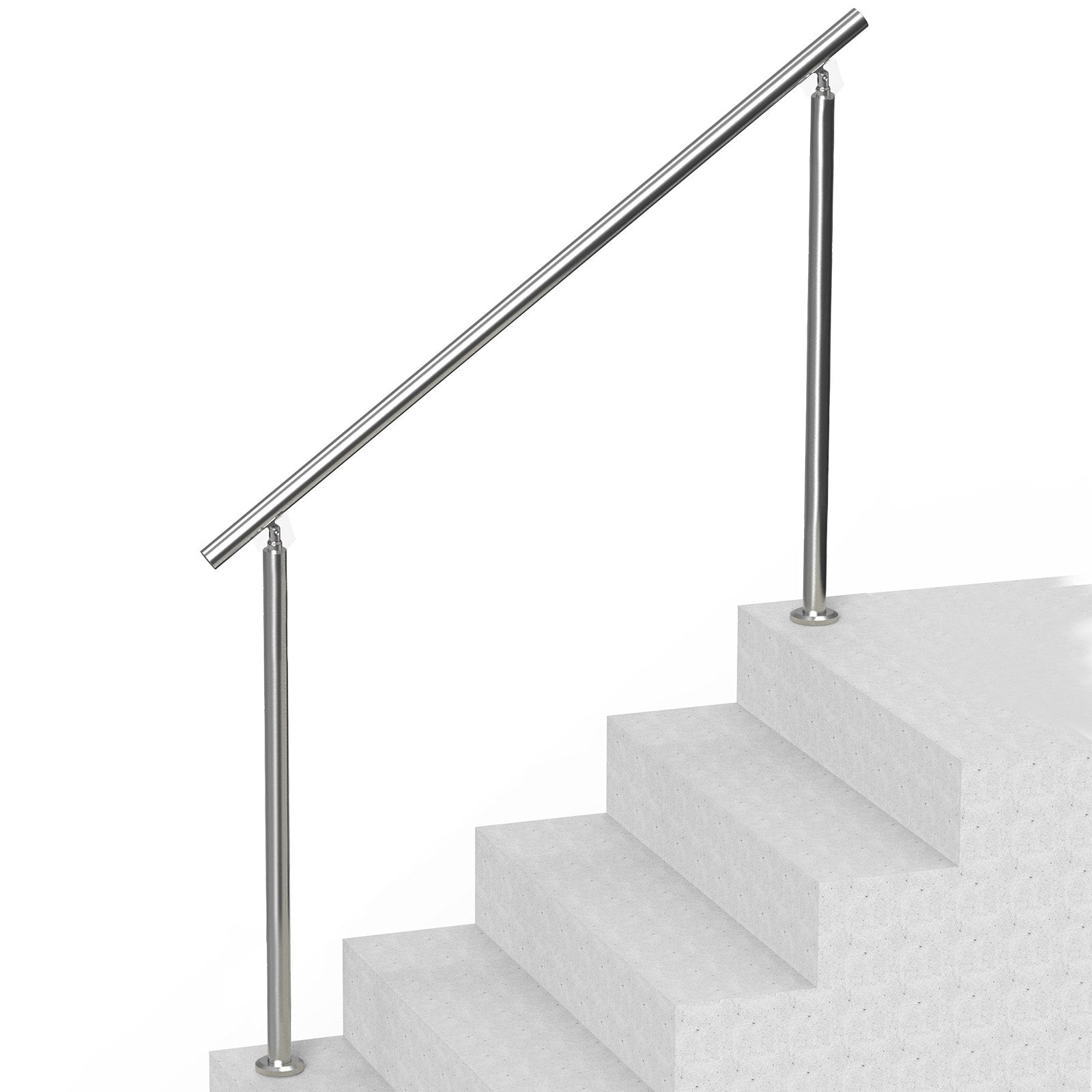 VEVOR Handrails for Outdoor Steps, 59 in/ 150cm Length Stair Hand Rail Kit, Transitional Stainless Steel Railings with Installation Kit, Double-column Staircase Handrails for Seniors,Porch & Deck 10