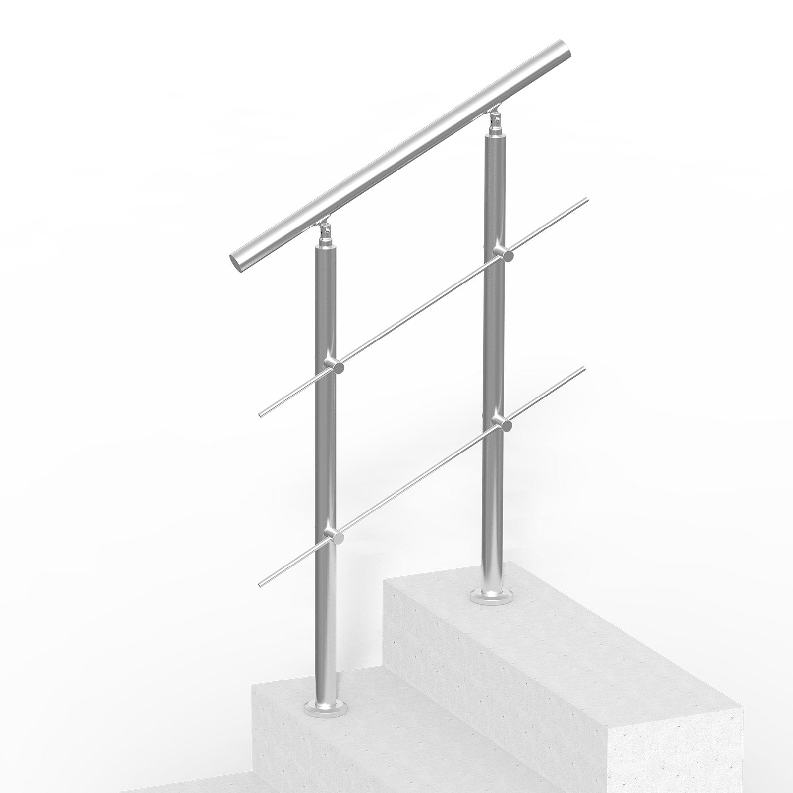 VEVOR Handrails for Outdoor Steps, 31.5in Length 2 Crossbars Stair Hand Rail Kit, Transitional Stainless Steel Railings w/ Installation Kit, Double-column Staircase Handrails for Seniors,Porch & Deck 10