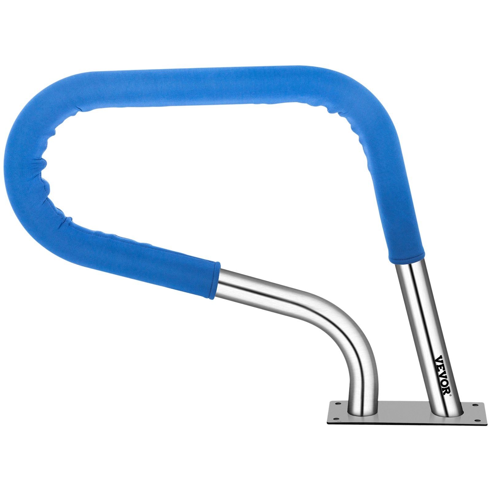 VEVOR Pool Rail 32x23 Pool Railing 304 Stainless Steel 250LBS Load Capacity Silver Rustproof Pool Handrail Humanized Swimming Pool Handrail with Blue Grip Cover & M8 Drill Bit & Self-Taping Screws 9