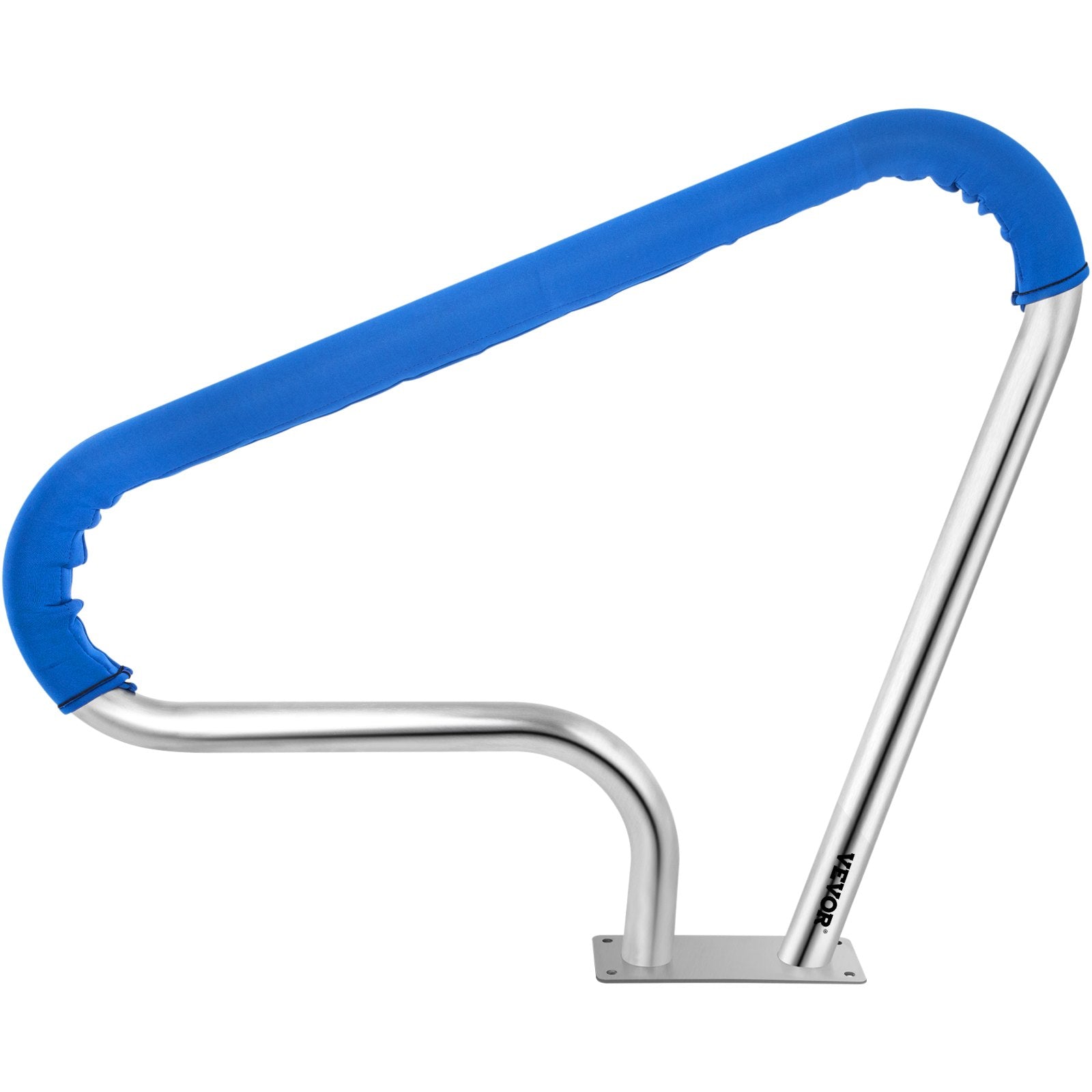 VEVOR Pool Rail 39x32 Pool Railing 304 Stainless Steel 250LBS Load Capacity Silver Rustproof Pool Handrail Humanized Swimming Pool Handrail with Blue Grip Cover & M8 Drill Bit & Self-Taping Screws 9