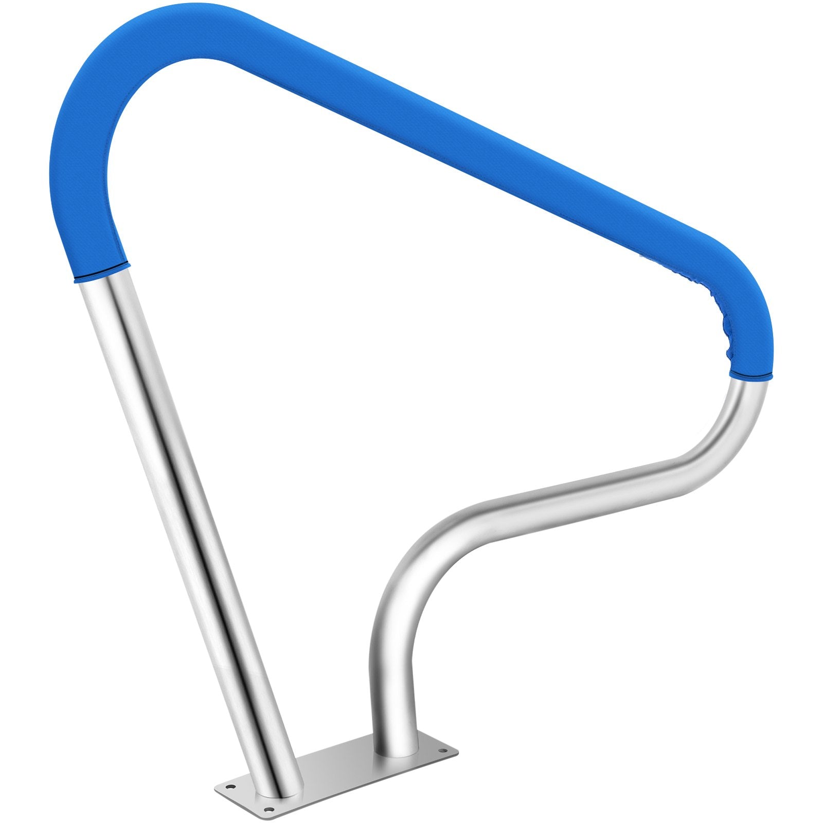 VEVOR Pool Rail 39x32 Pool Railing 304 Stainless Steel 250LBS Load Capacity Silver Rustproof Pool Handrail Humanized Swimming Pool Handrail with Blue Grip Cover & M8 Drill Bit & Self-Taping Screws 10