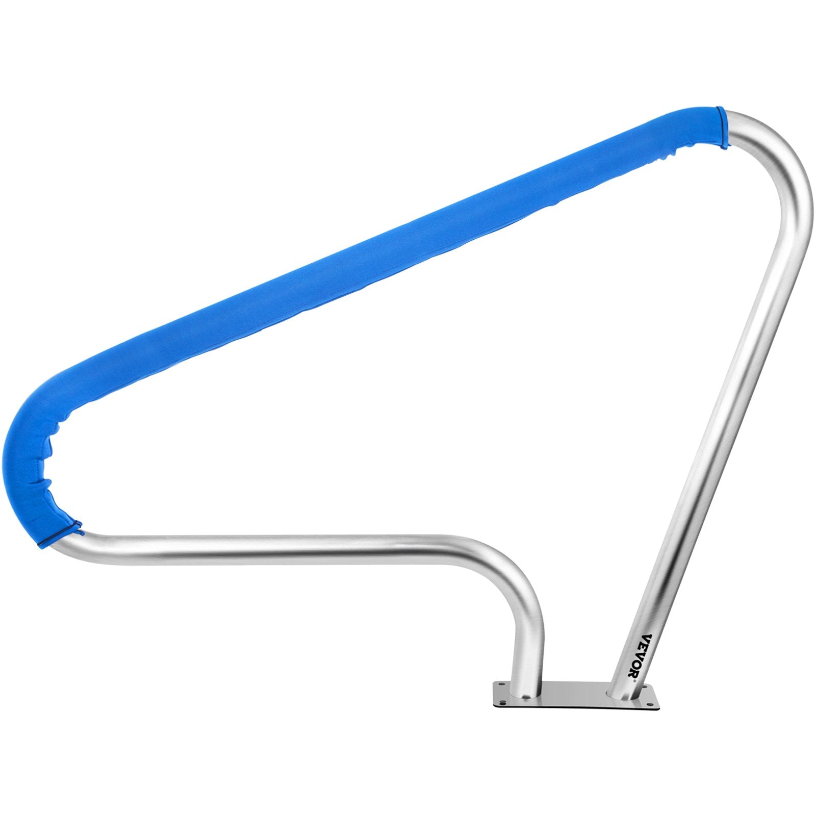 VEVOR Pool Rail 48x36 Pool Railing 304 Stainless Steel 250LBS Load Capacity Silver Rustproof Pool Handrail Humanized Swimming Pool Handrail with Blue Grip Cover & M8 Drill Bit & Self-Taping Screws 9