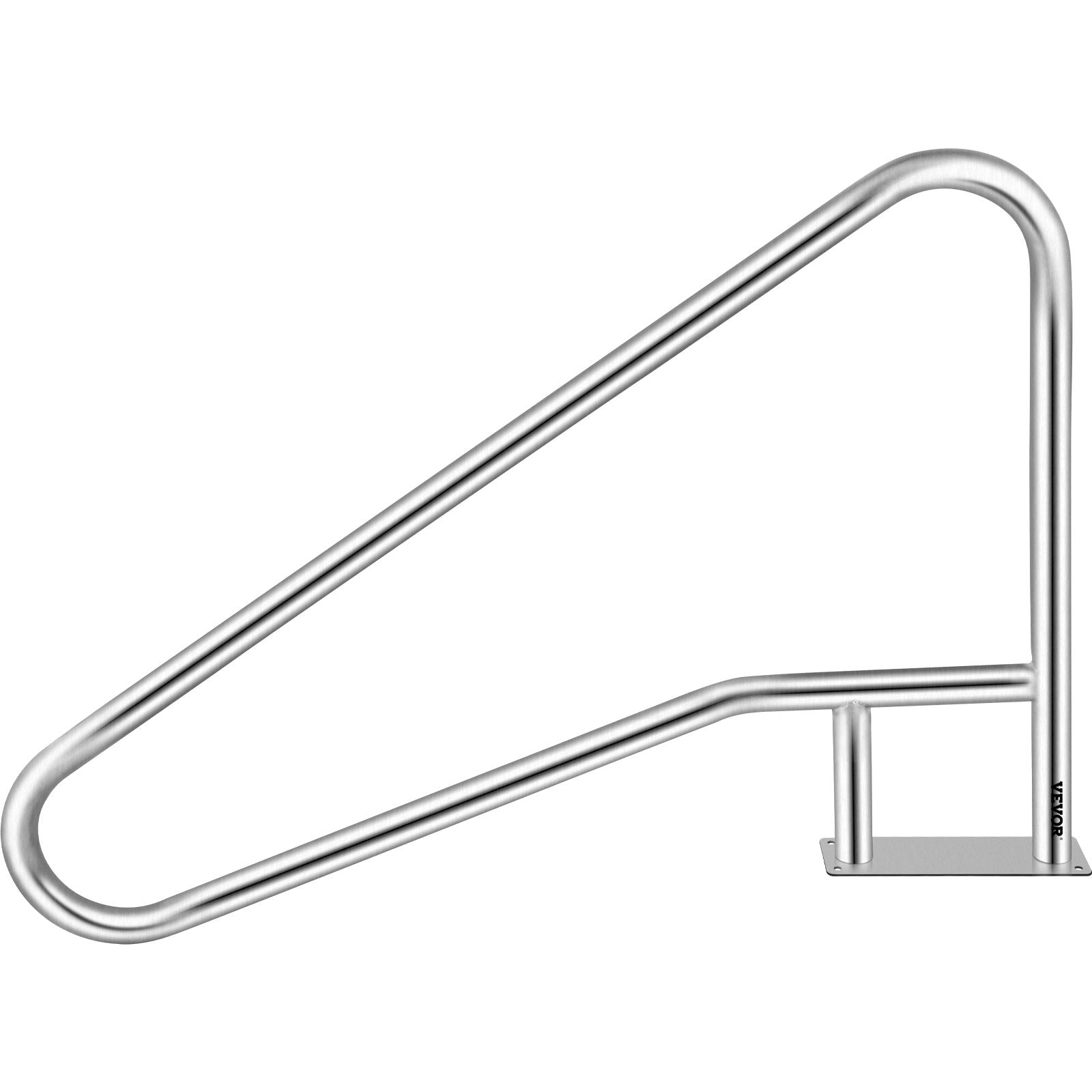 VEVOR Pool Rail 54x36 Pool Railing 304 Stainless Steel 250LBS Load Capacity Silver Rustproof Pool Handrail Humanized Swimming Pool Handrail with Blue Grip Cover & M8 Drill Bit & Self-Taping Screws 9