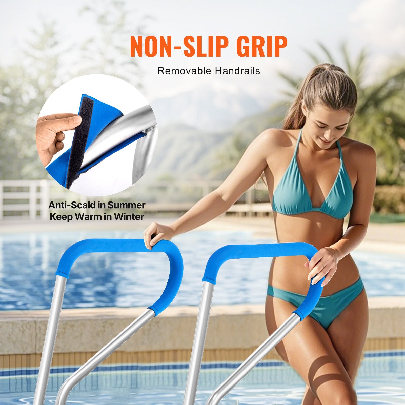 VEVOR Pool Handrail 39 x 32 inch Stainless Steel with Base Plate for Spas 4