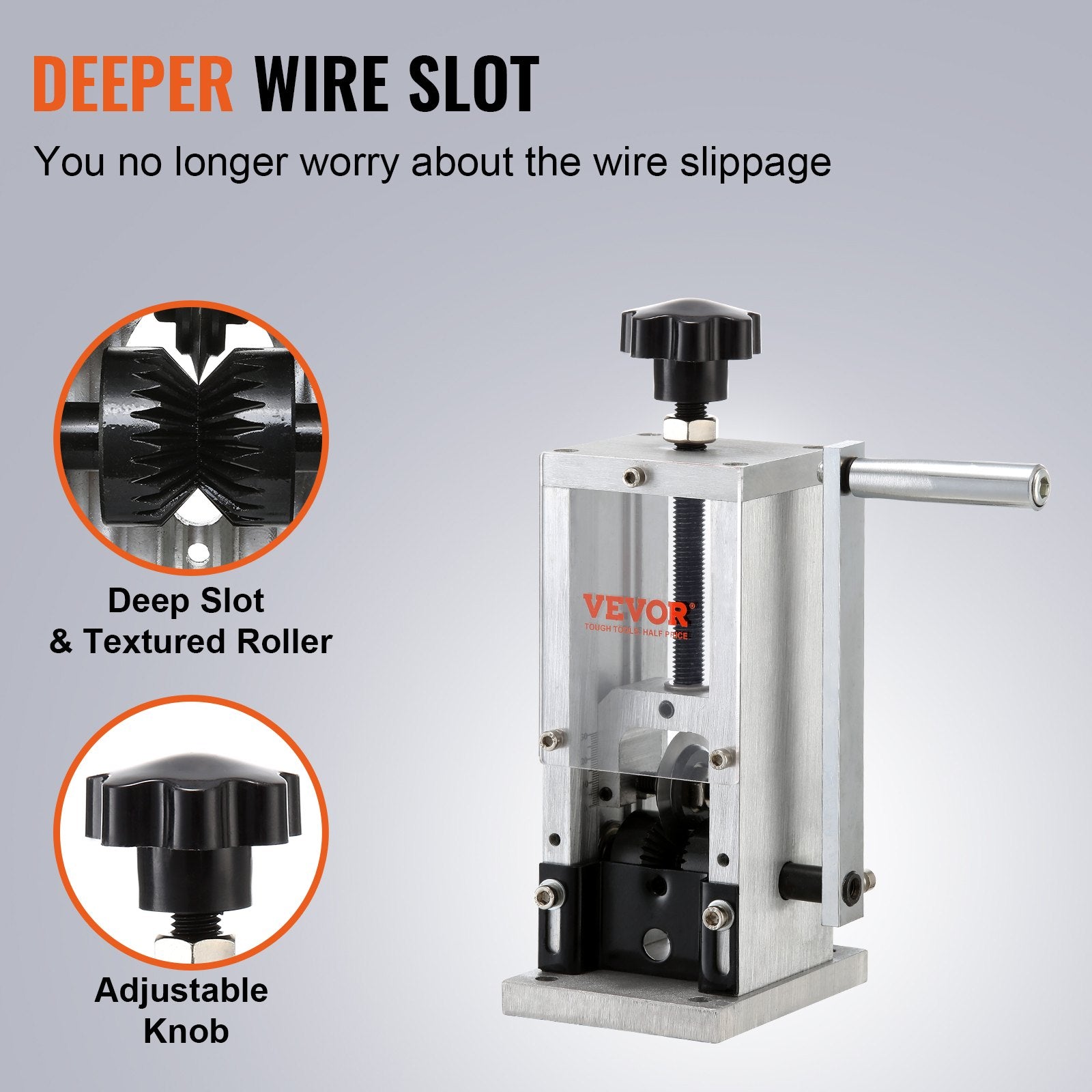 VEVOR Manual Wire Stripping Machine, 0.06''-0.98'' Copper Stripper with Hand Crank or Drill Powered, Visible Stripping Depth Reference, Portable Aluminum Frame Wire Peeler for Scrap Copper Recycling 4