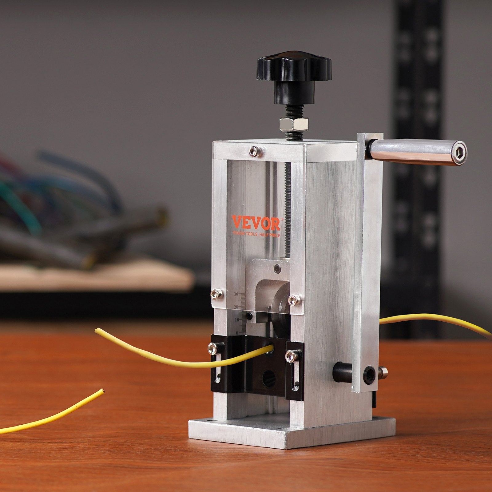 VEVOR Manual Wire Stripping Machine, 0.06''-0.98'' Copper Stripper with Hand Crank or Drill Powered, Visible Stripping Depth Reference, Portable Aluminum Frame Wire Peeler for Scrap Copper Recycling 8