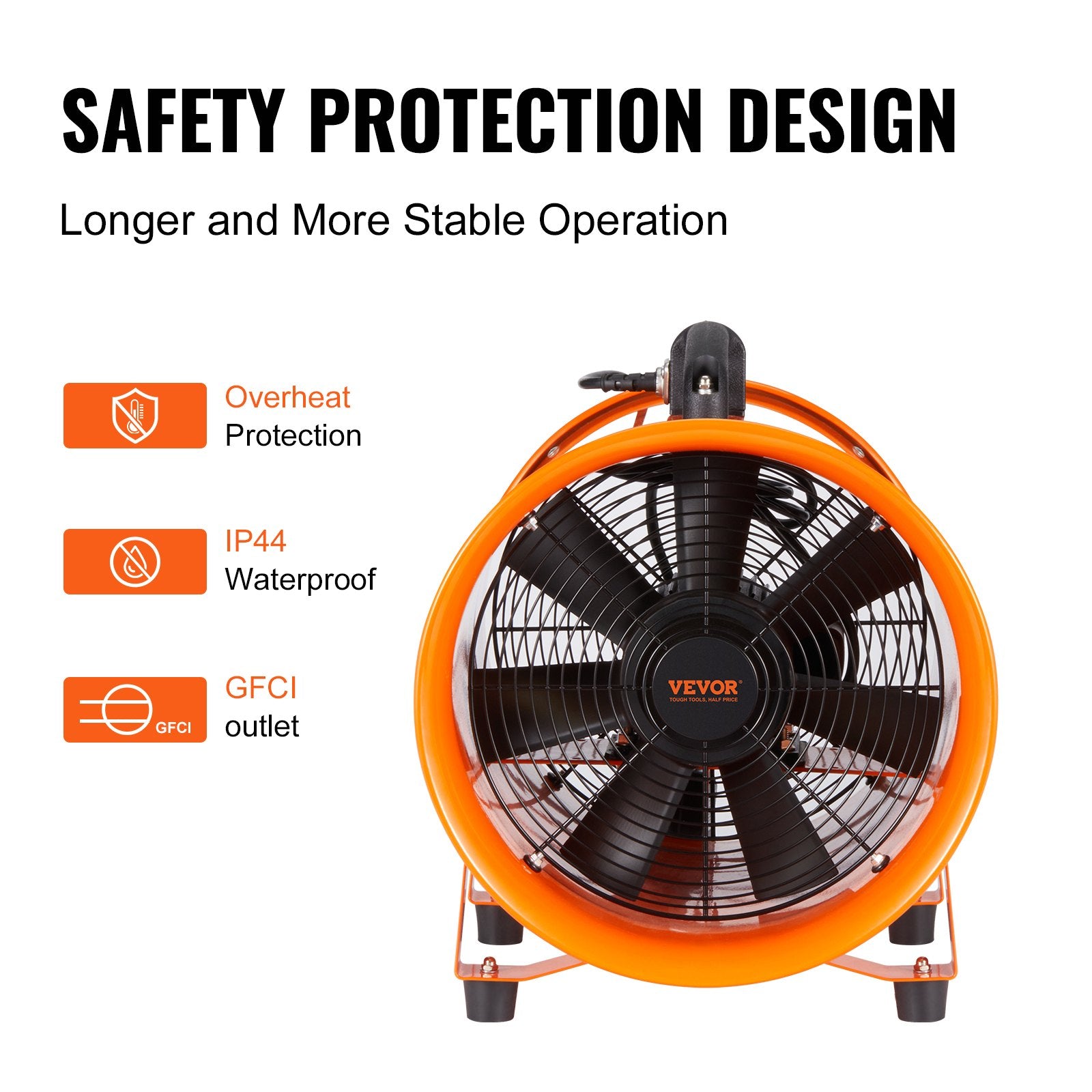 VEVOR Portable Ventilator, 304.8mm/12inch Heavy Duty Cylinder Fan with 10m Duct Hose, 367W Strong Shop Exhaust Blower 2574CFM, Industrial Utility Blower for Sucking Dust, Smoke, Smoke Home/Workplace 4