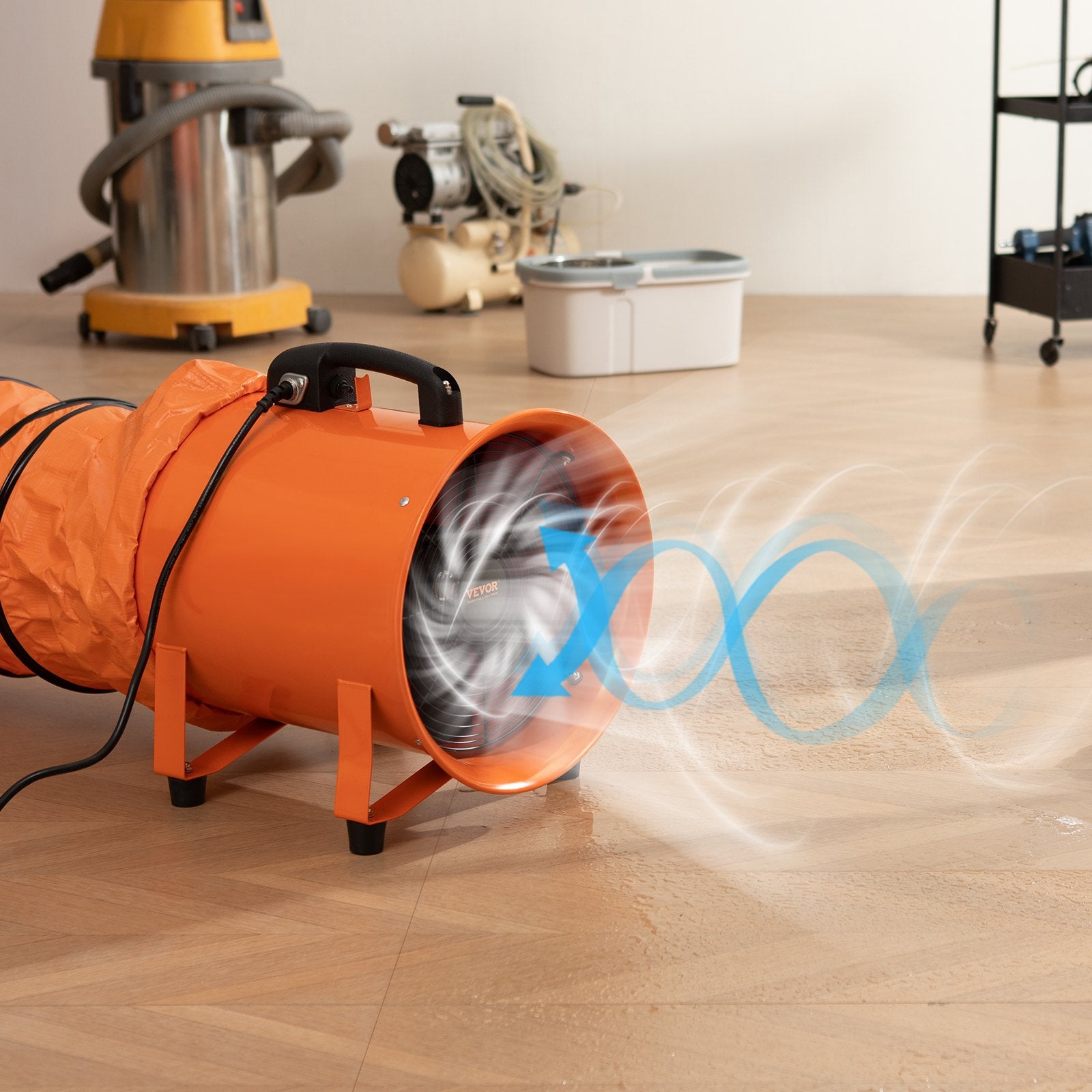 VEVOR Portable Ventilator, 304.8mm/12inch Heavy Duty Cylinder Fan with 10m Duct Hose, 367W Strong Shop Exhaust Blower 2574CFM, Industrial Utility Blower for Sucking Dust, Smoke, Smoke Home/Workplace 7