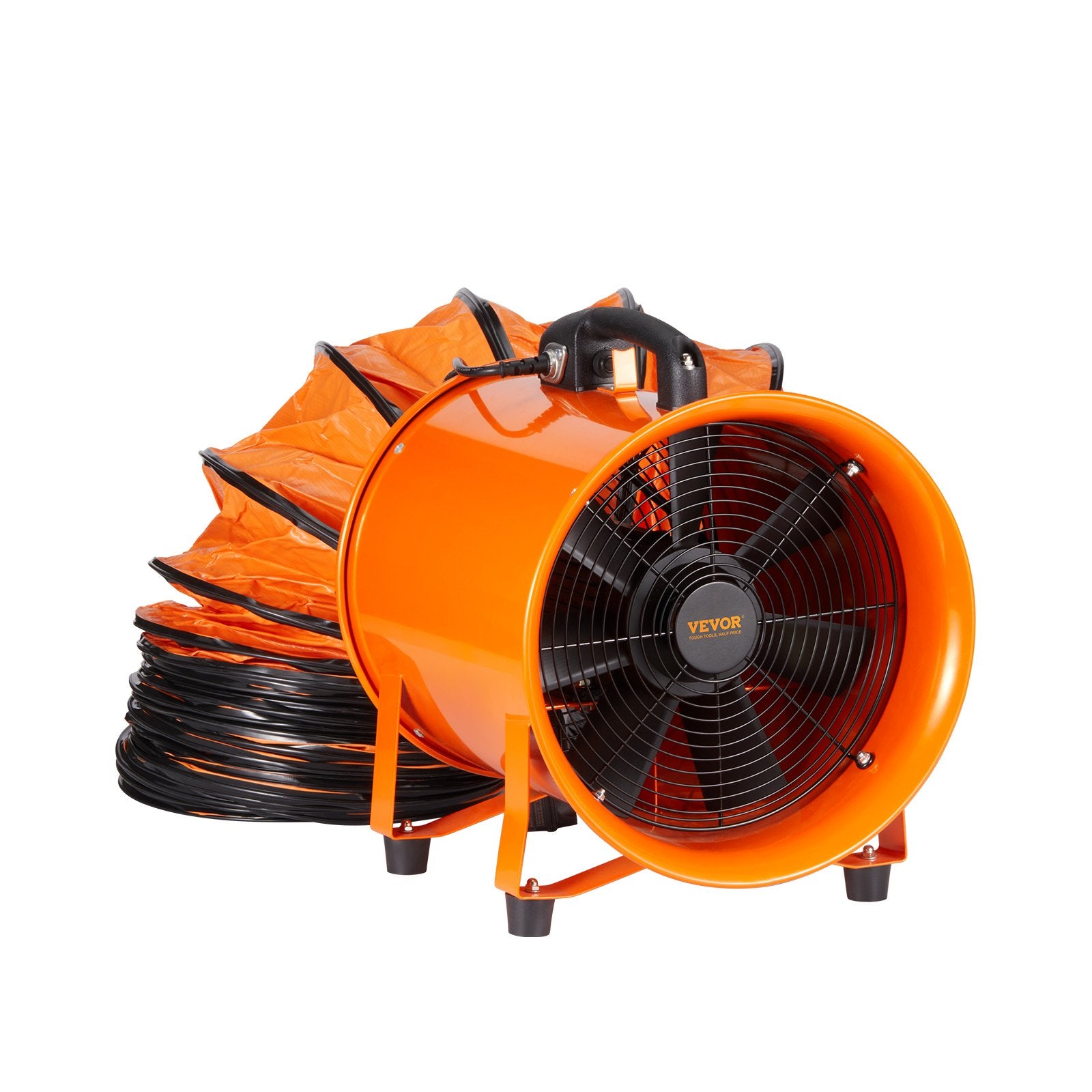 VEVOR Portable Ventilator, 304.8mm/12inch Heavy Duty Cylinder Fan with 10m Duct Hose, 367W Strong Shop Exhaust Blower 2574CFM, Industrial Utility Blower for Sucking Dust, Smoke, Smoke Home/Workplace 8