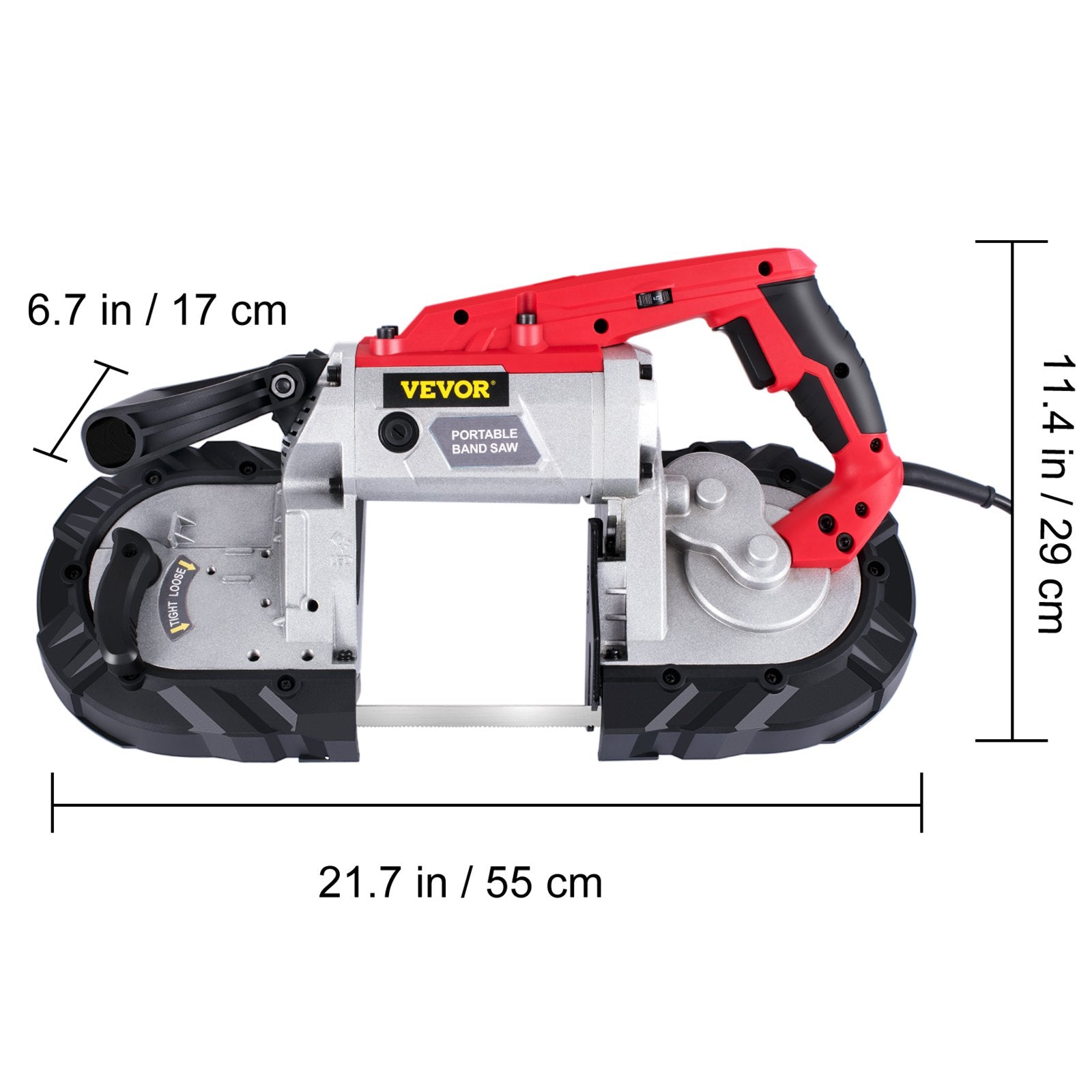 VEVOR Variable-Speed 127mm Deep Cut Portable Band Saw 220V 10Amp Motor Handheld 8