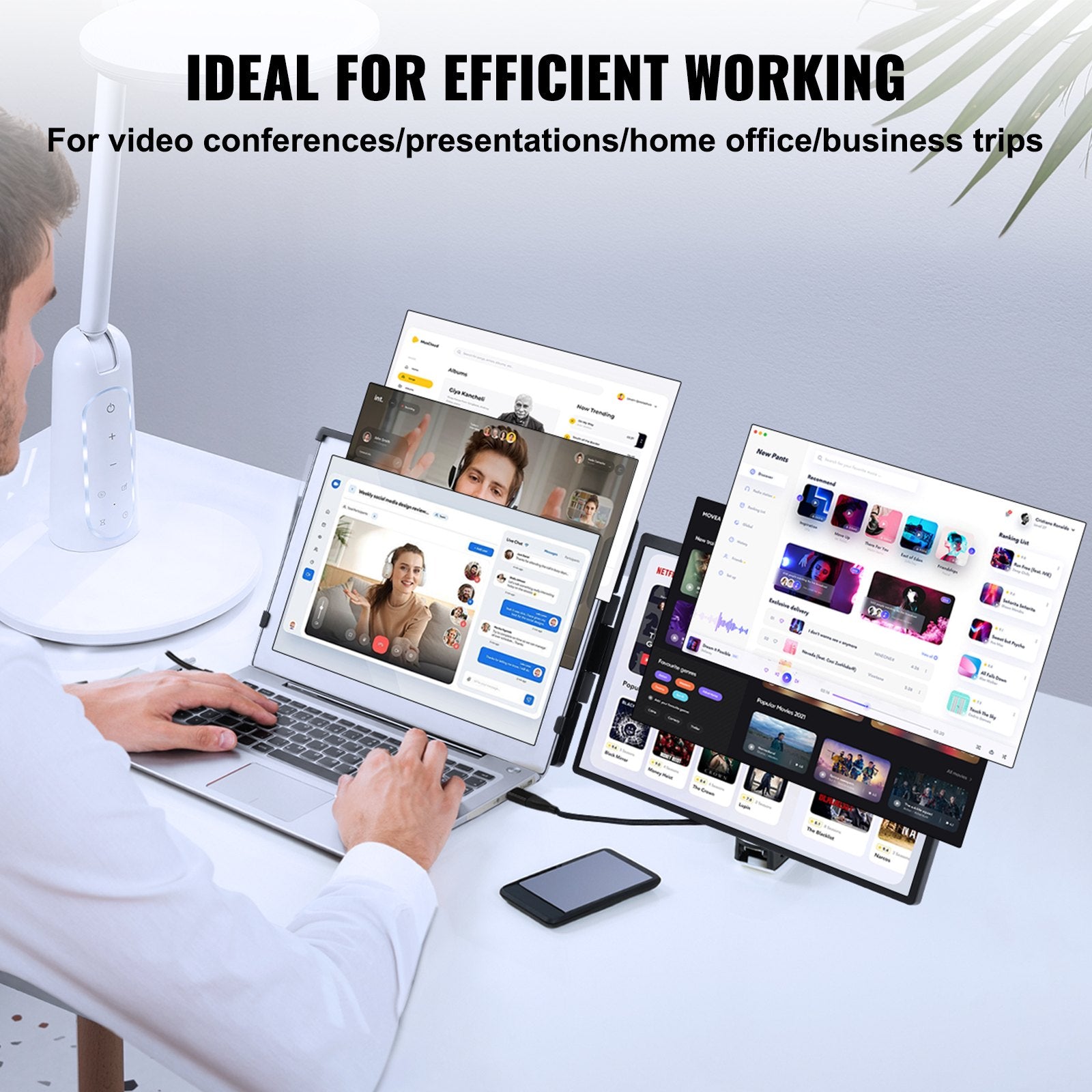 VEVOR Laptop Screen Extender 14in HD 1080P Portable Monitor for 13"-17" Laptop 5