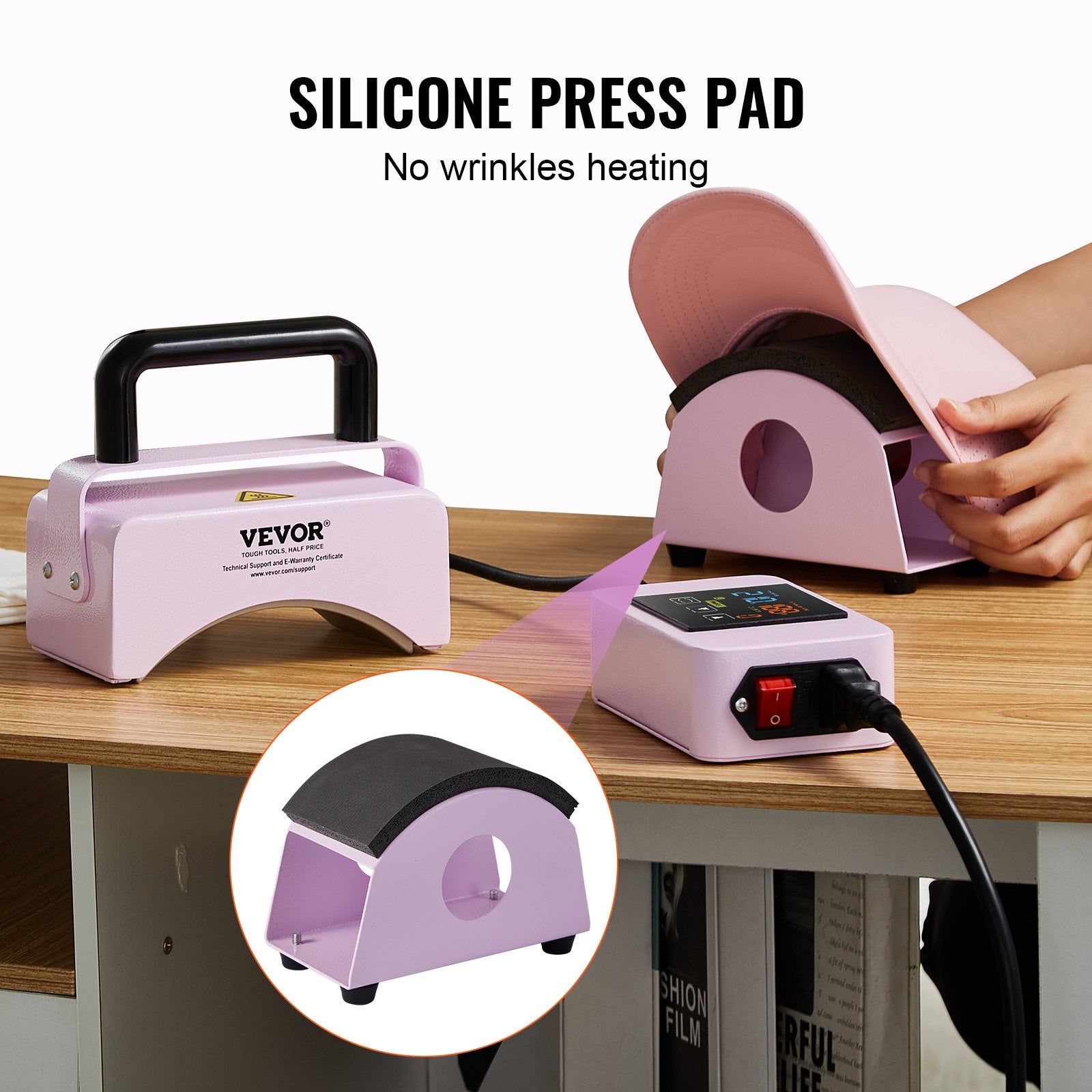 VEVOR Hat Press Machine Mini Hat Heat Press for Caps 5.9x3.15 inch Plate Purple 4