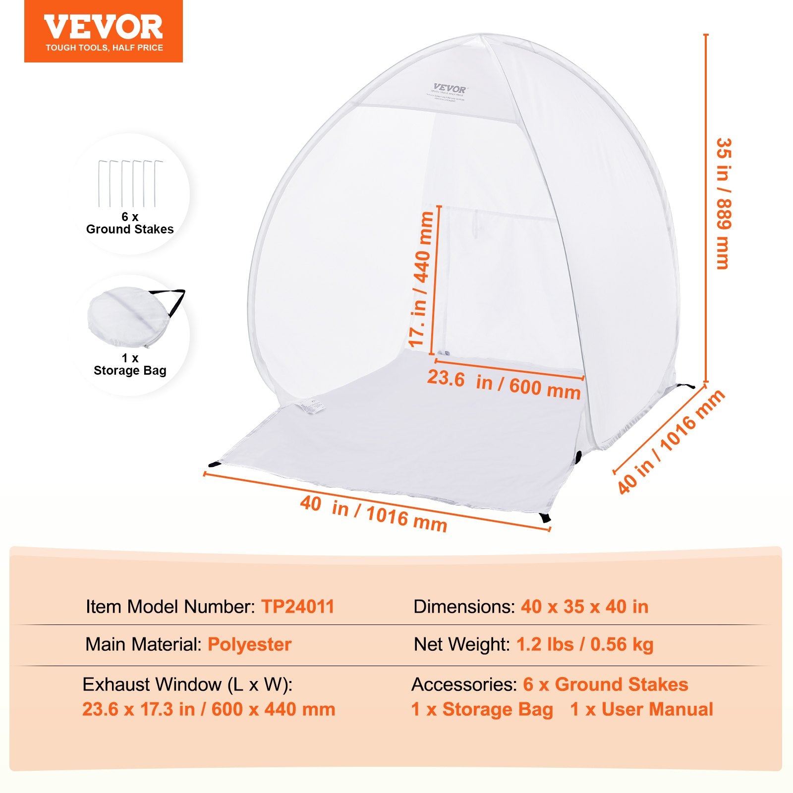 VEVOR Spray Paint Shelter Portable Spray Paint Tent Booth 3.3 x 2.9 x 3.3ft Pop Up 7