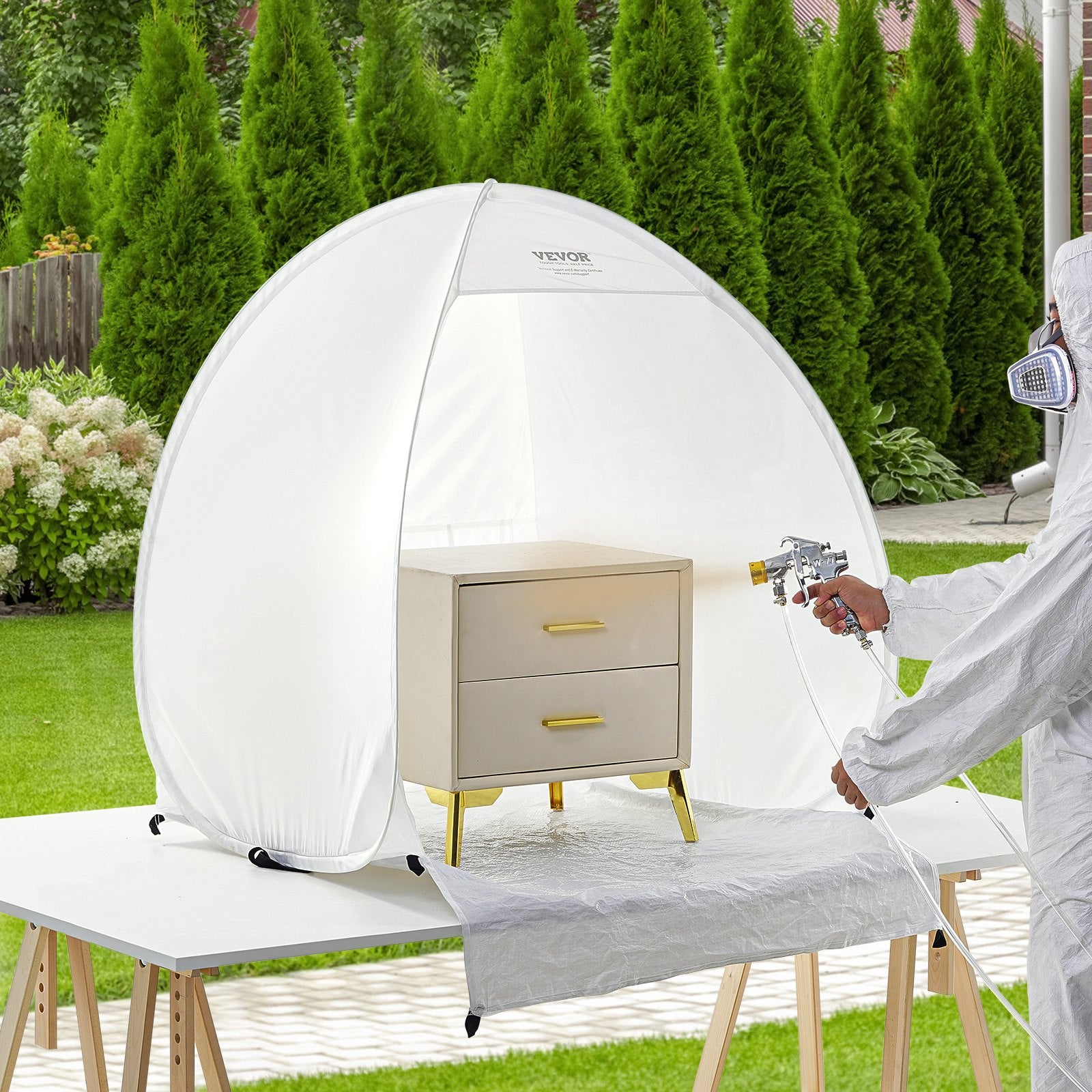 VEVOR Spray Paint Shelter Portable Spray Paint Tent Booth 3.3 x 2.9 x 3.3ft Pop Up 8