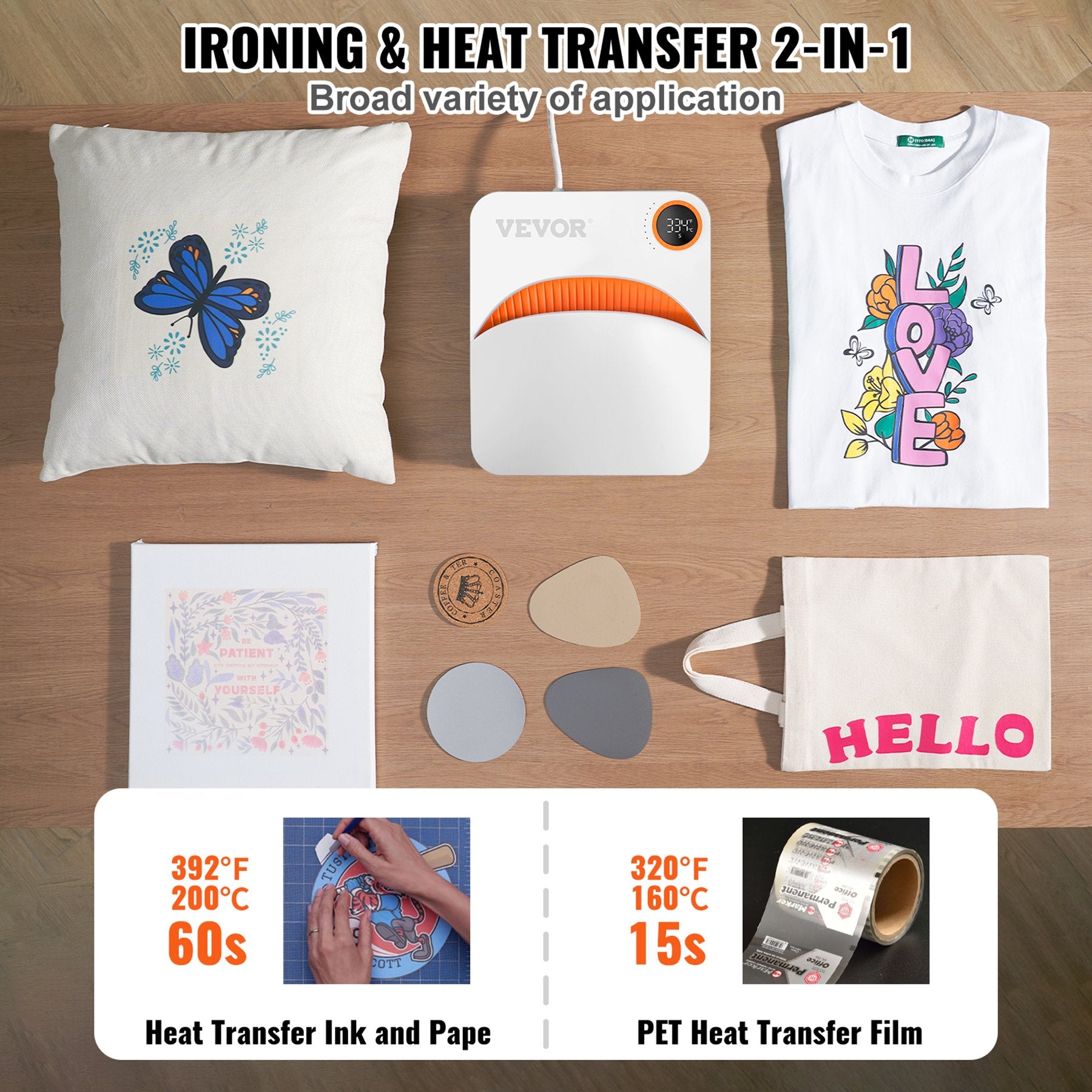VEVOR Heat Press 12 x 10 in Portable Easy Press Sublimation Transfer DIY T-shirt 3