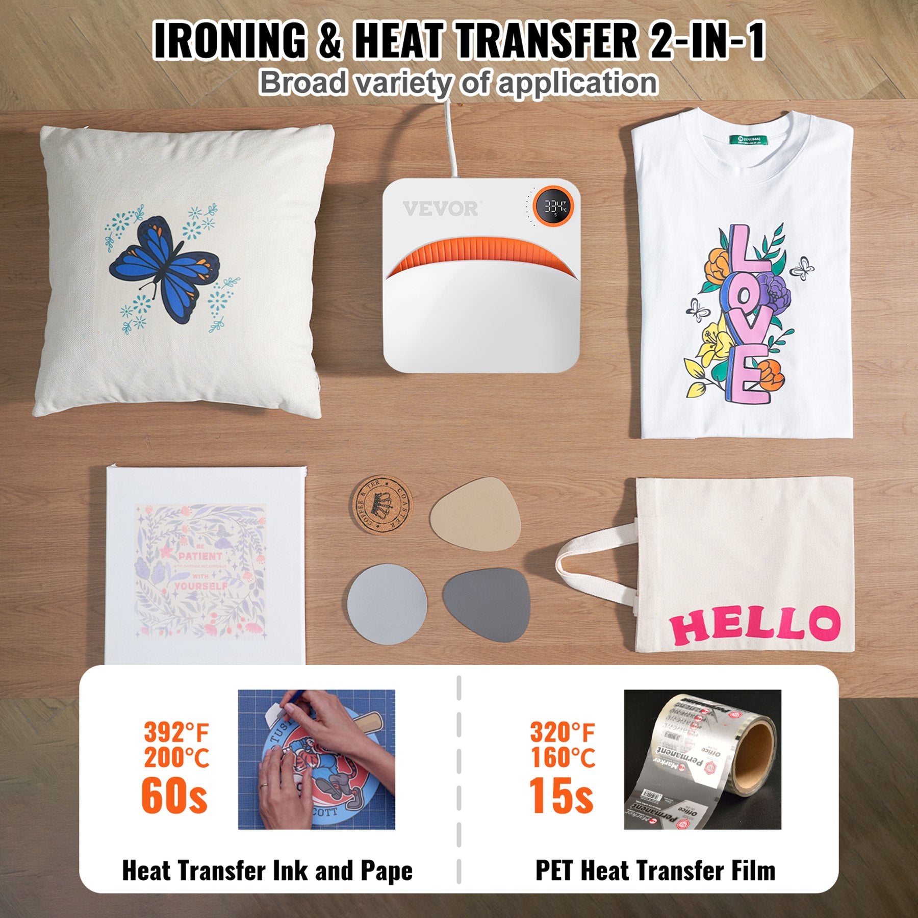 VEVOR Heat Press 9 x 9 in Portable Easy Press Sublimation Transfer DIY T-shirt 3