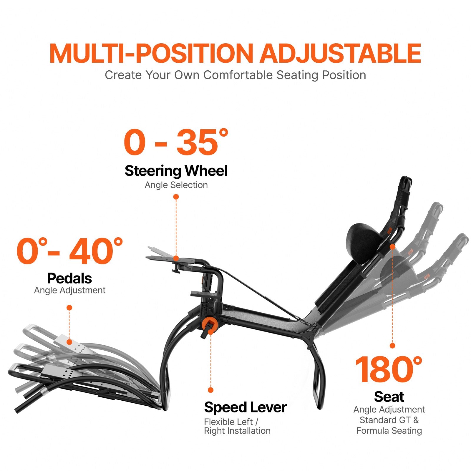 VEVOR Racing Wheel Stand Foldable for Logitech G923/G920/G29 Compact 4